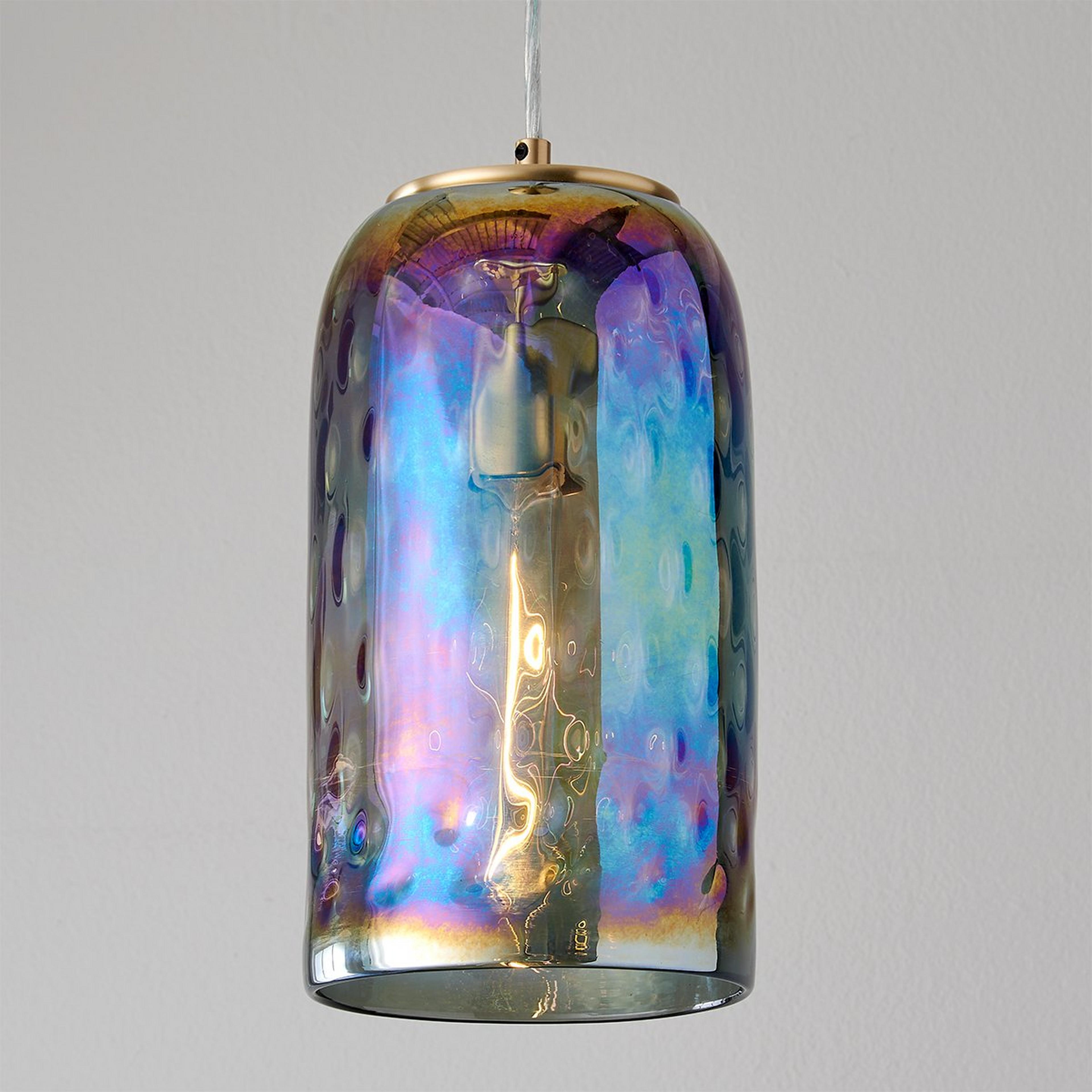 A Hulali Pendant - Large with Brushed Brass / Blue color
