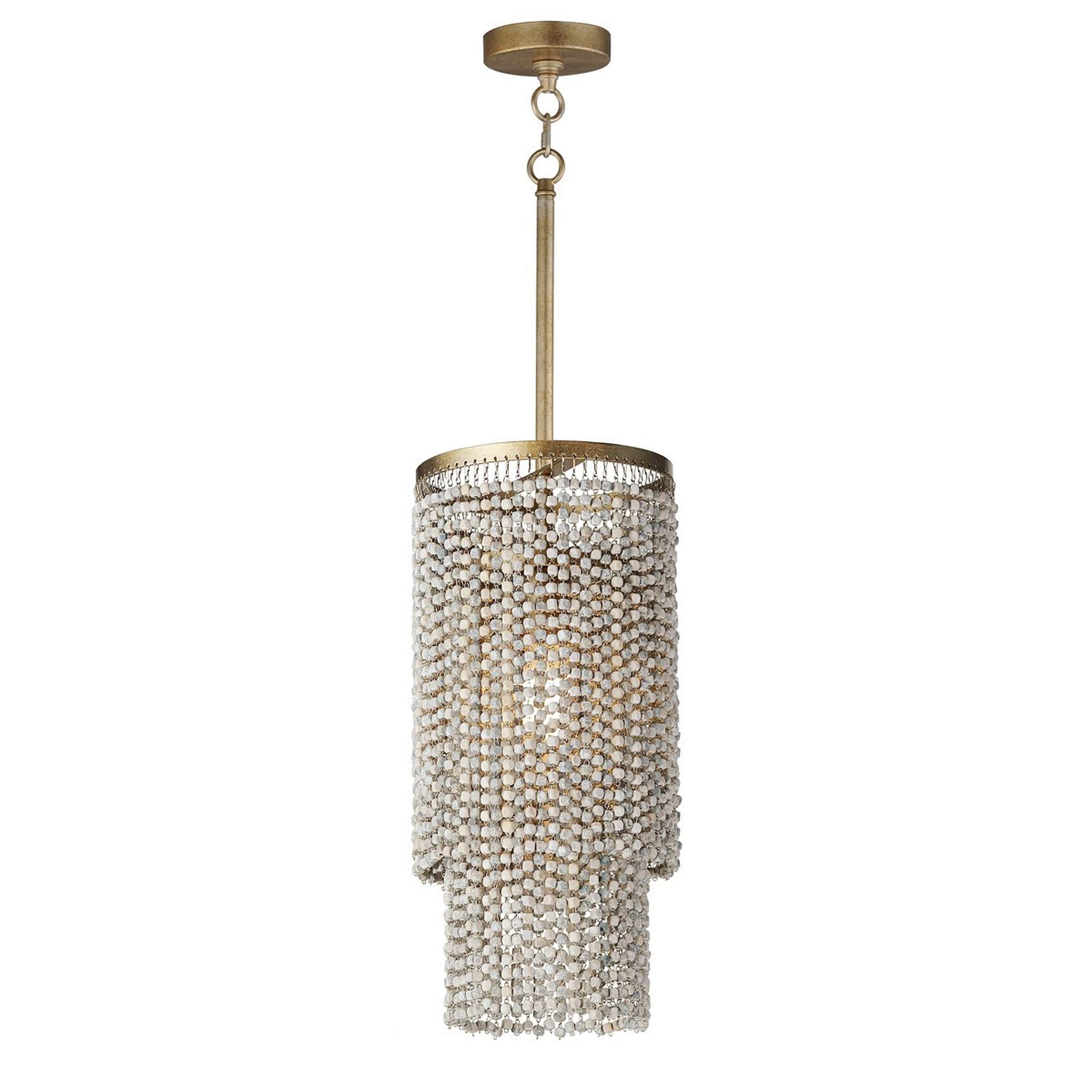 A Reunion Pendant with Champagne Gold / Wood Beads color