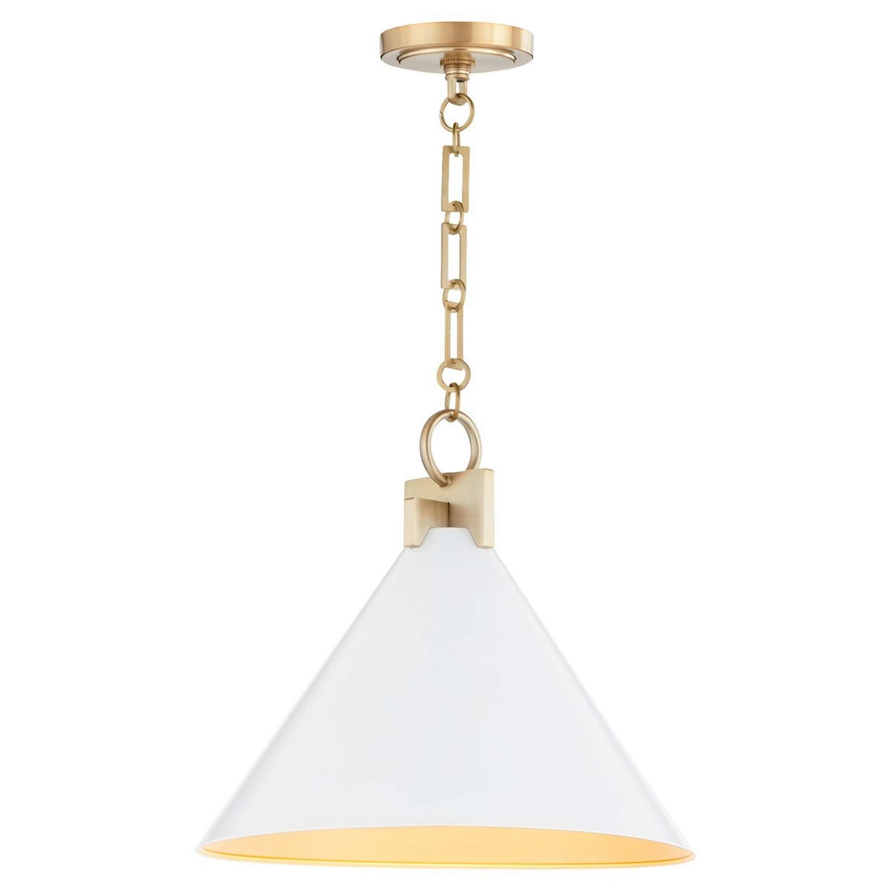 A Binta Pendant with Aged Brass / Matte White color