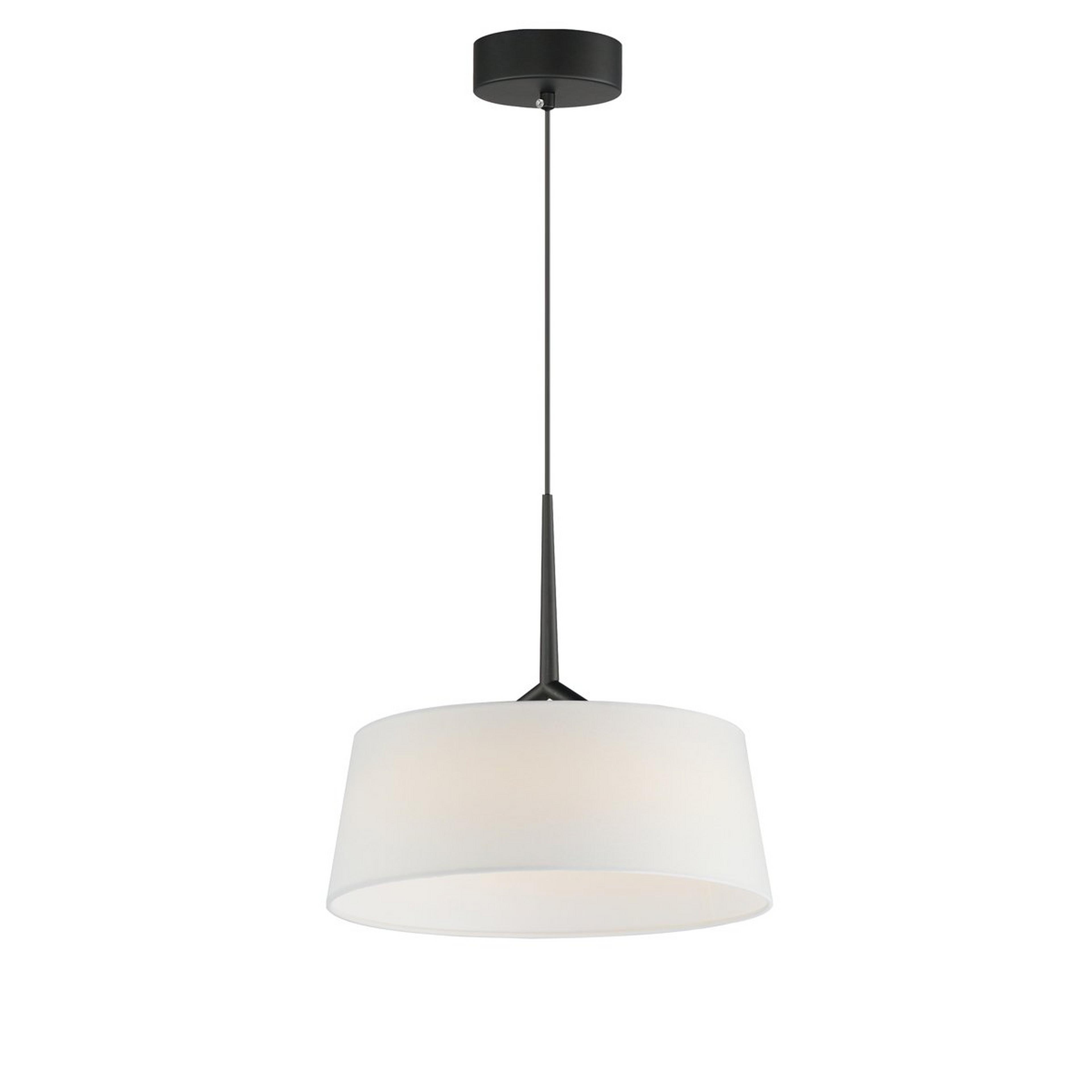 A Bayfront LED Pendant - 16" with Black / White Linen color