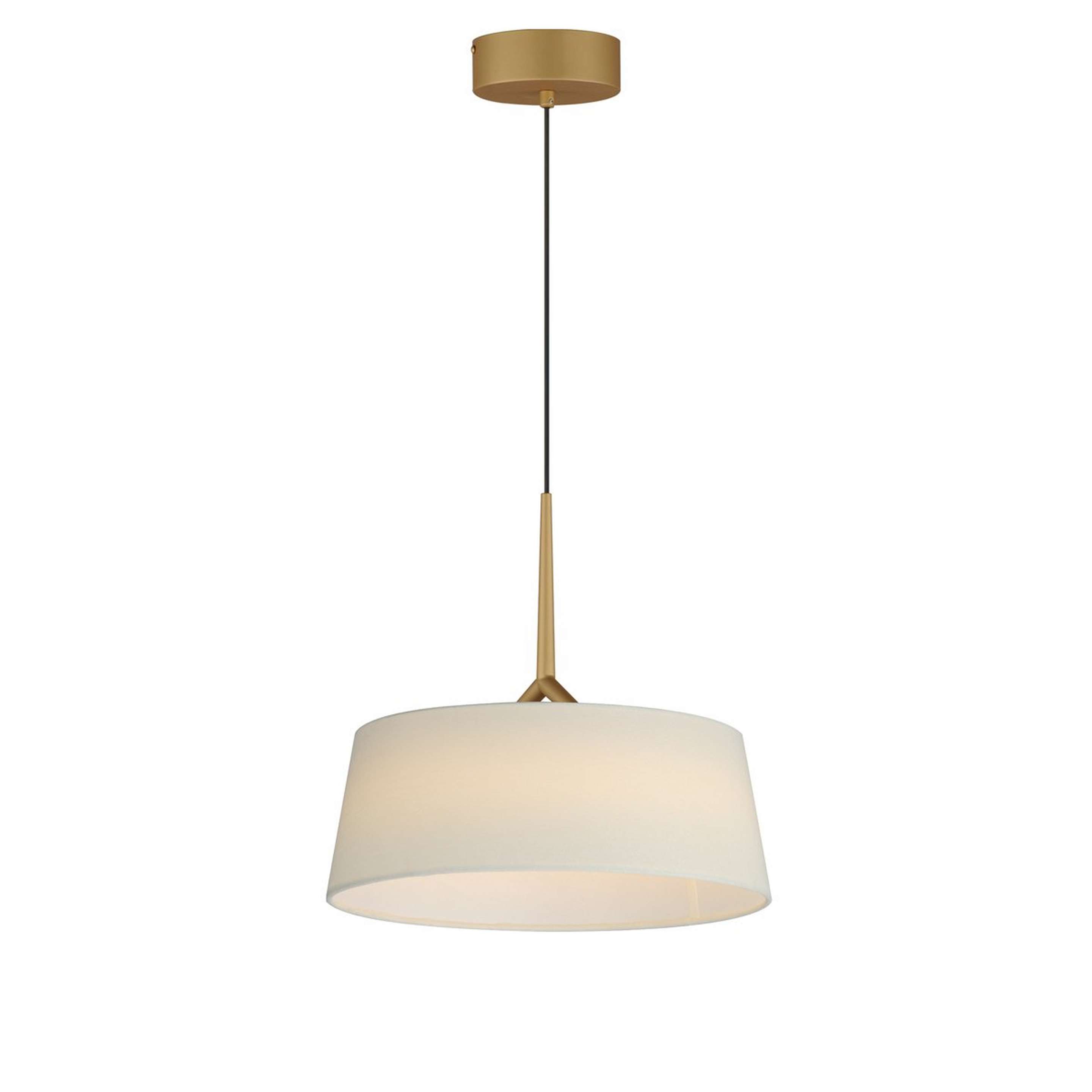 A Bayfront LED Pendant - 16" with Natural Brass / Beige Linen color
