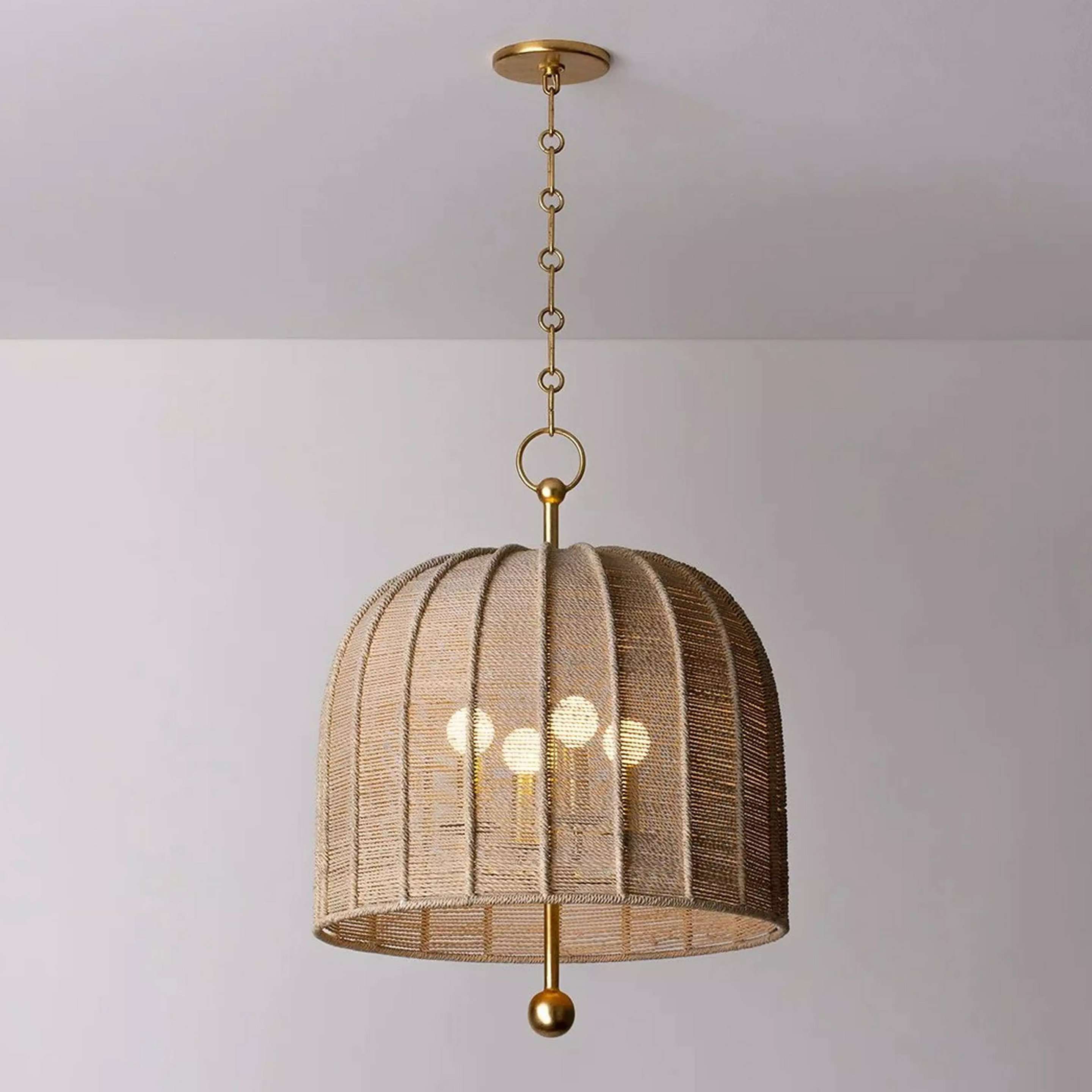 A Darla Pendant with Gold Leaf / Natural Rope color
