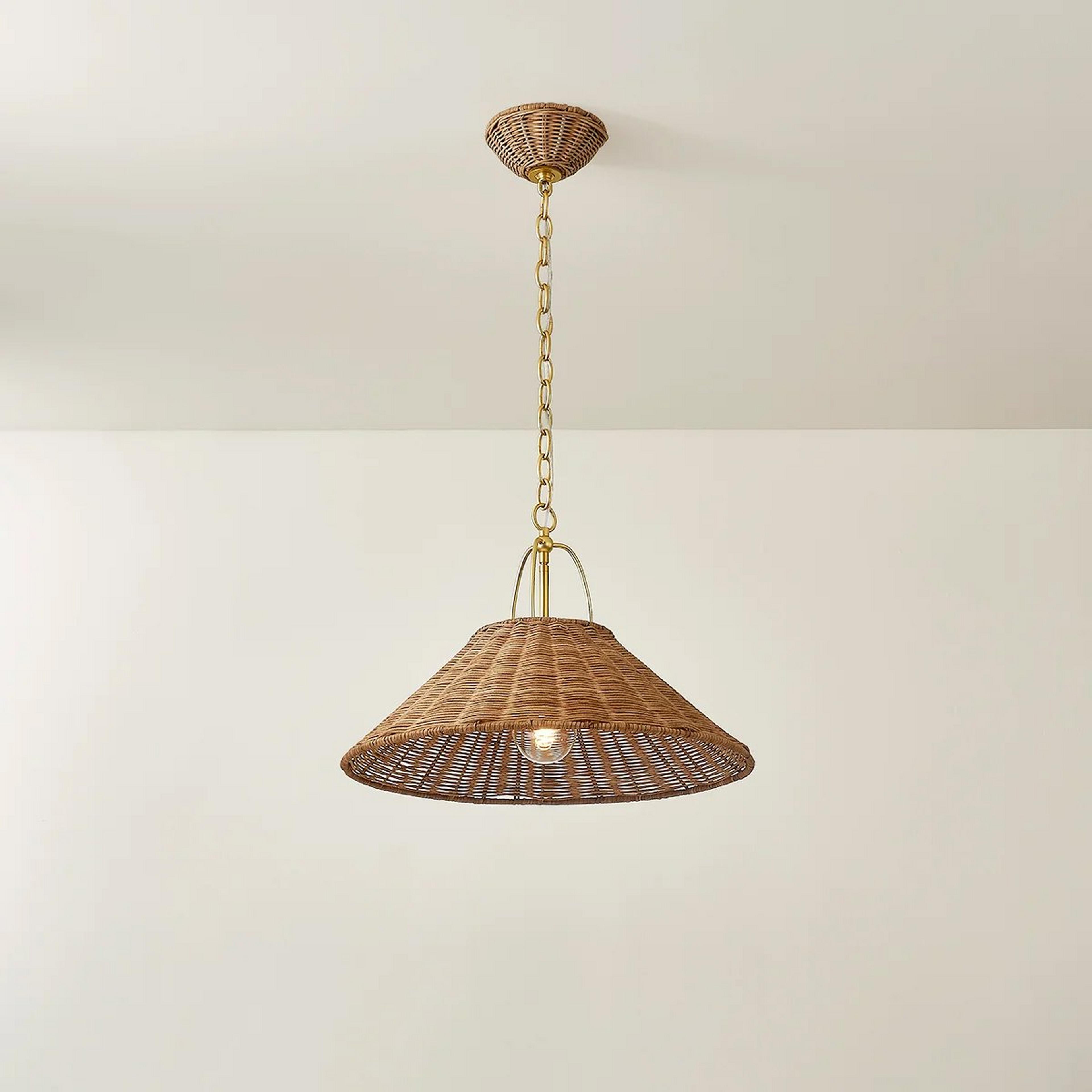 A Savona Pendant - Small with Natural Rattan / Brass color