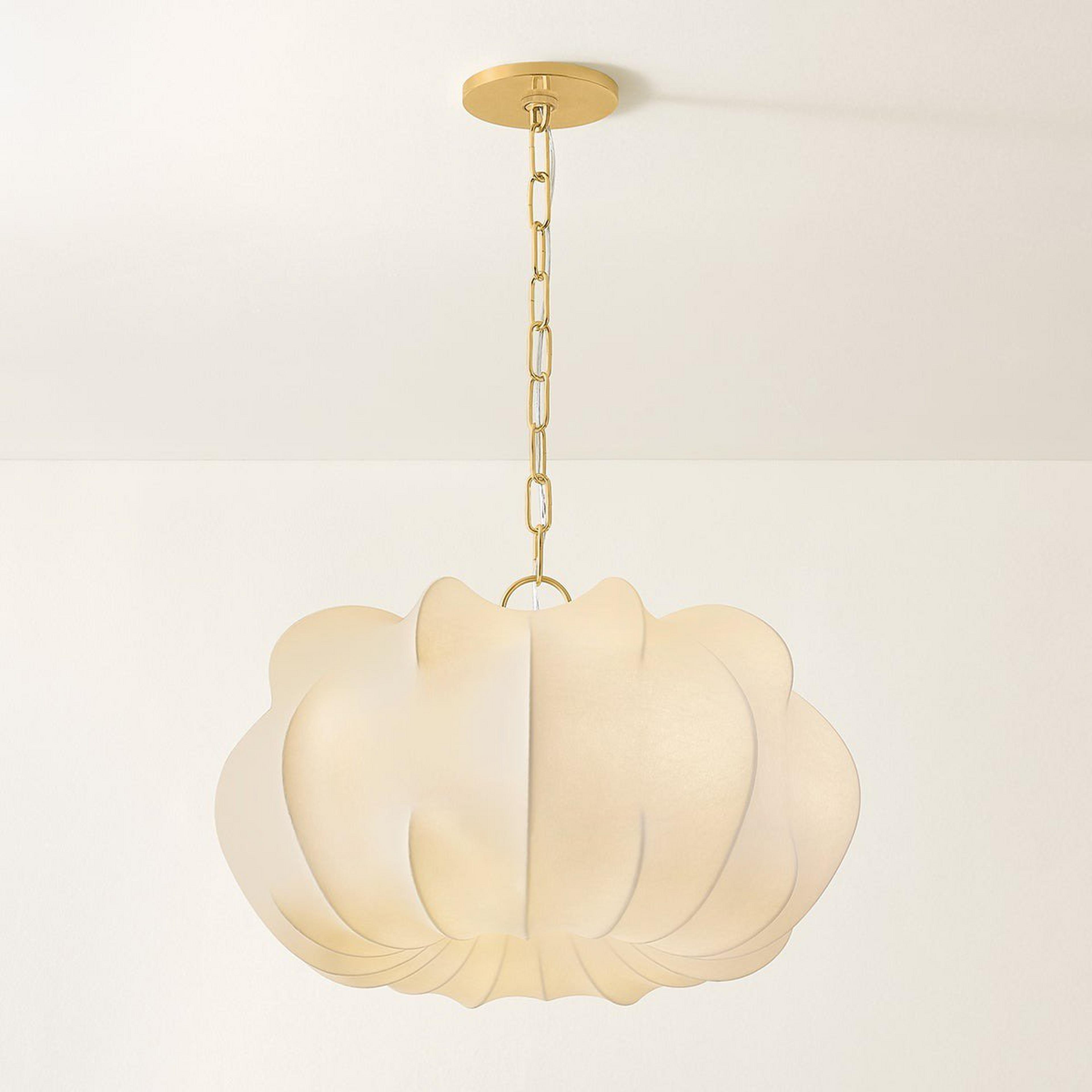 A Billow Pendant - Small with Brass / White color