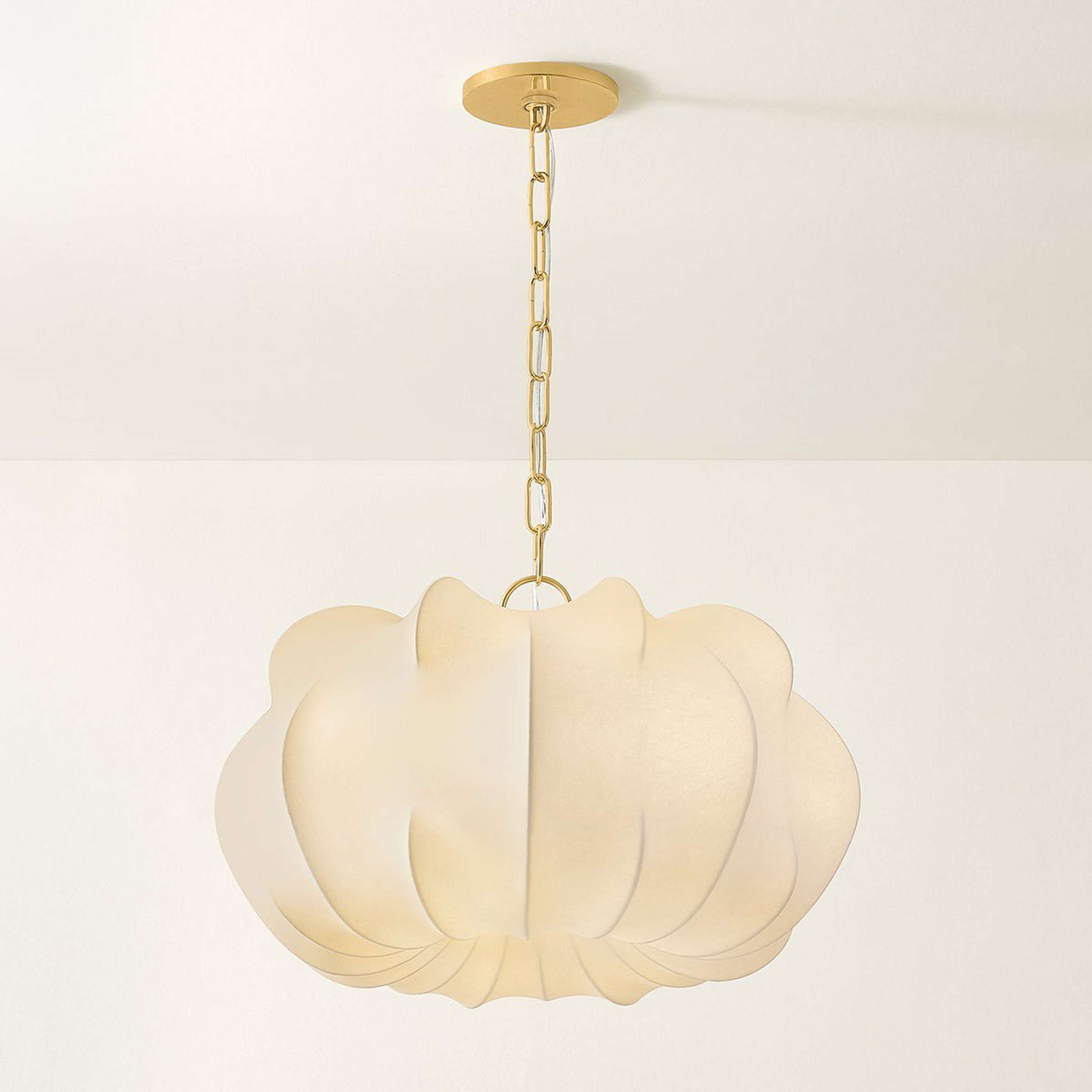 A Billow Pendant - Small with Brass / White color