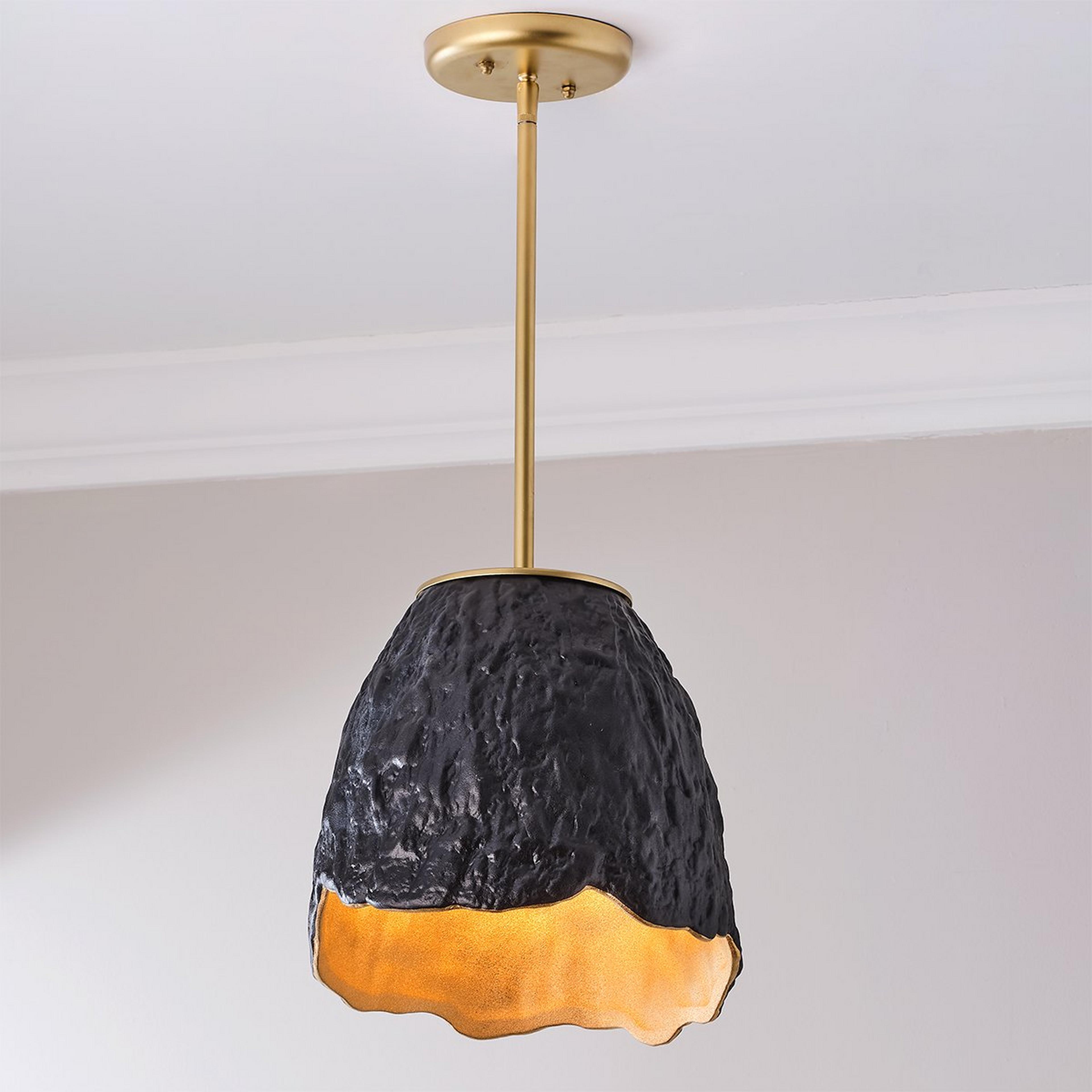 A Pyroclast Pendant with Metallic Gold / Black color