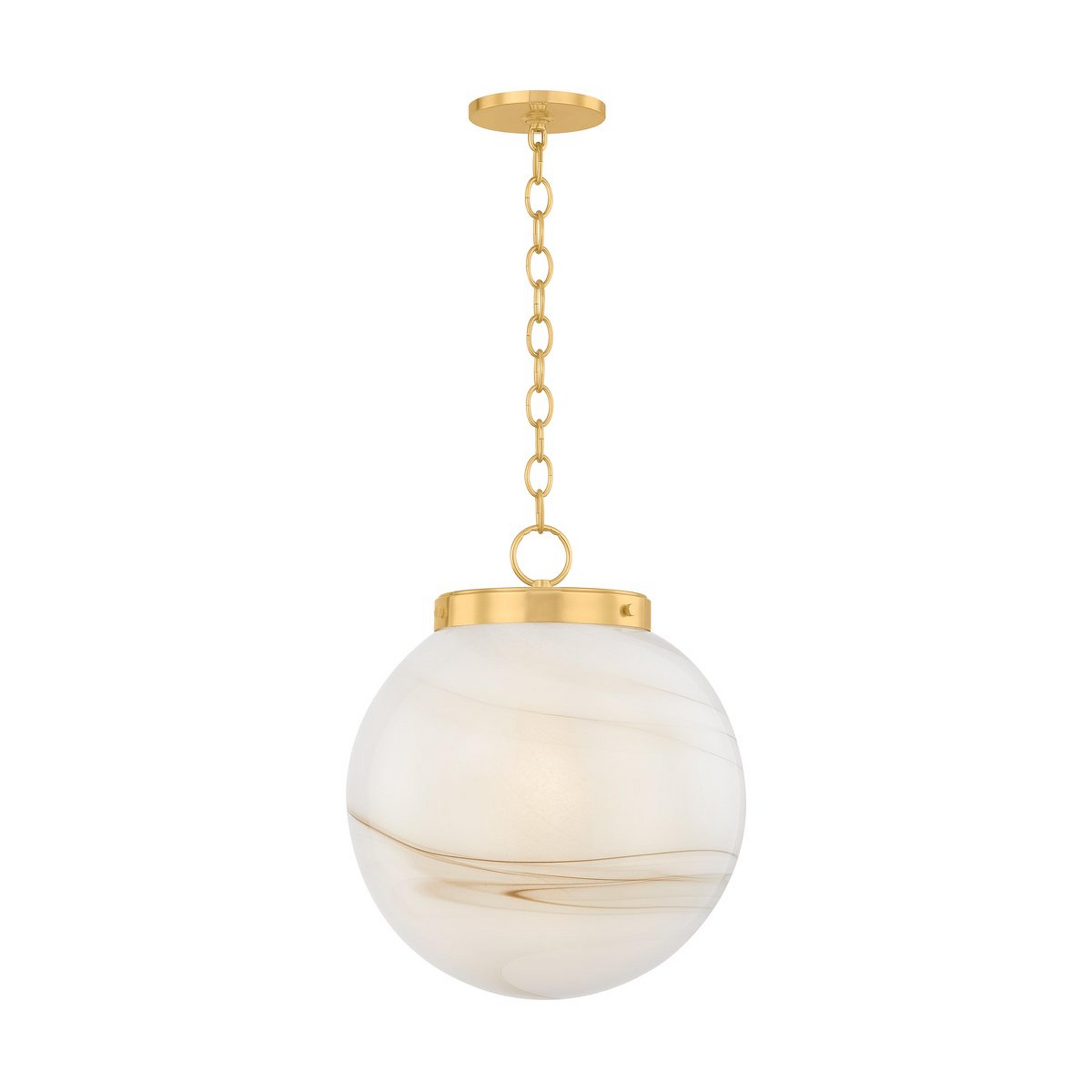 A Cappuccino Pendant - Large with Aged Brass / Marbled Glass color