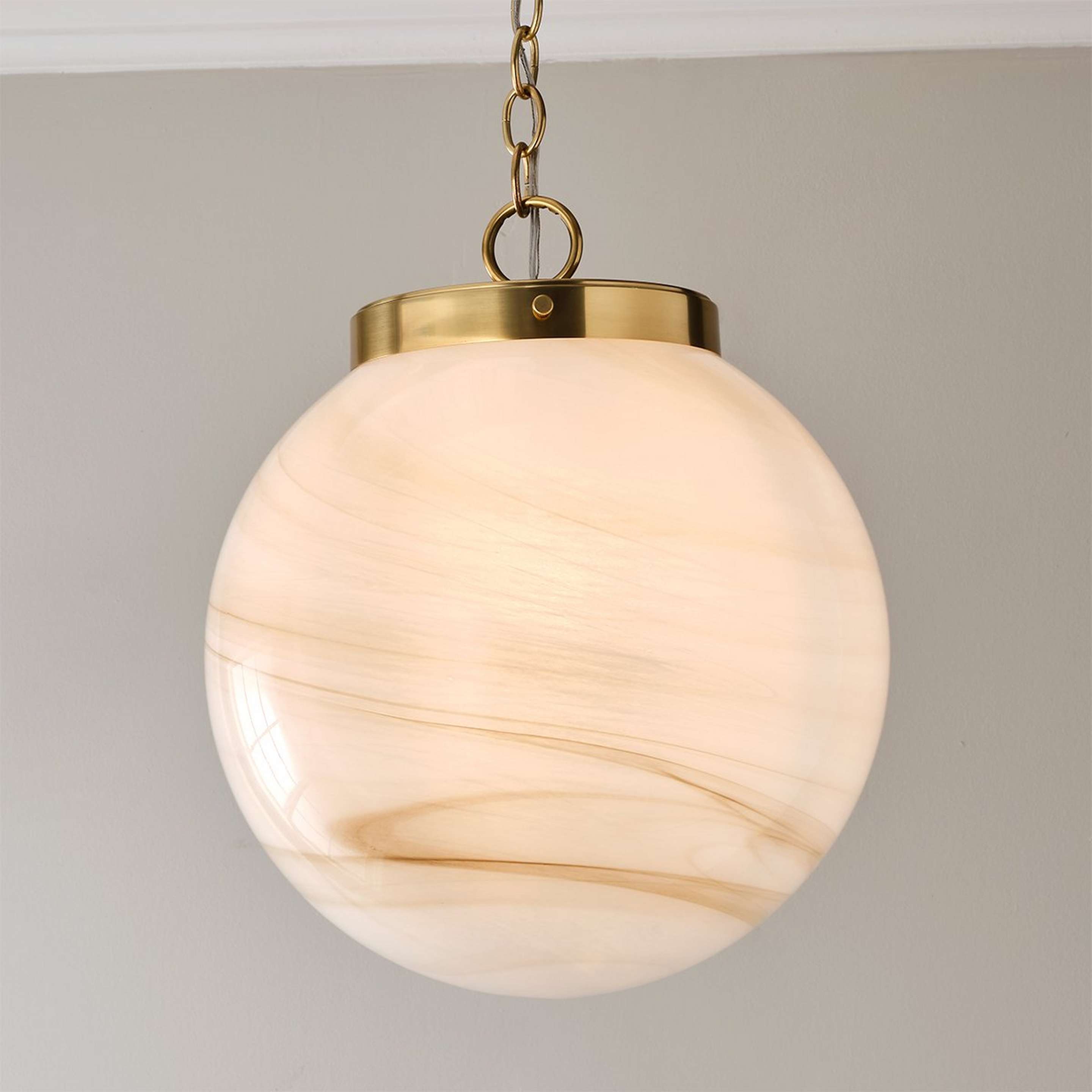 A Cappuccino Pendant - Large with Aged Brass / Marbled Glass color