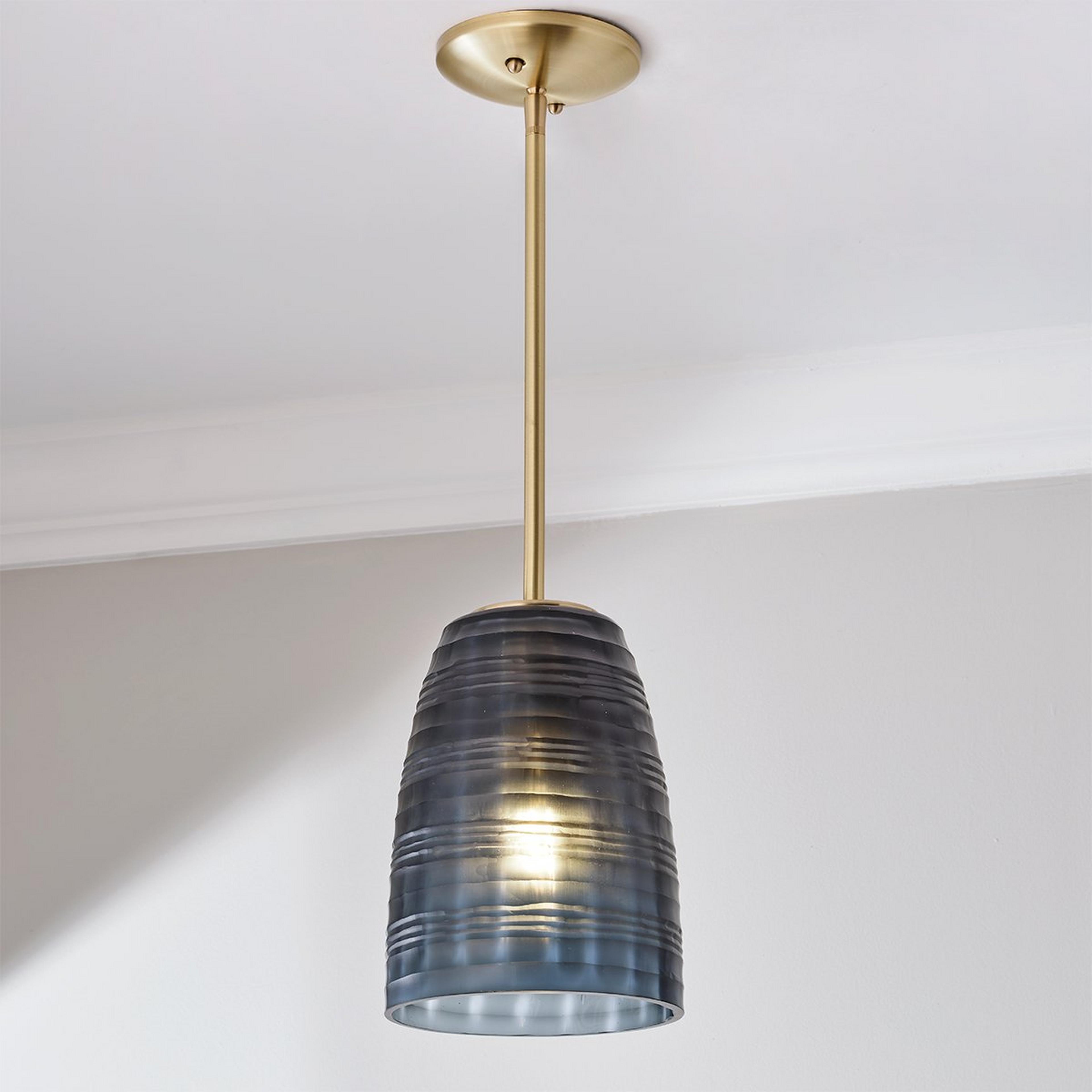 A Modra Chisel Pendant with Brushed Brass / Blue color
