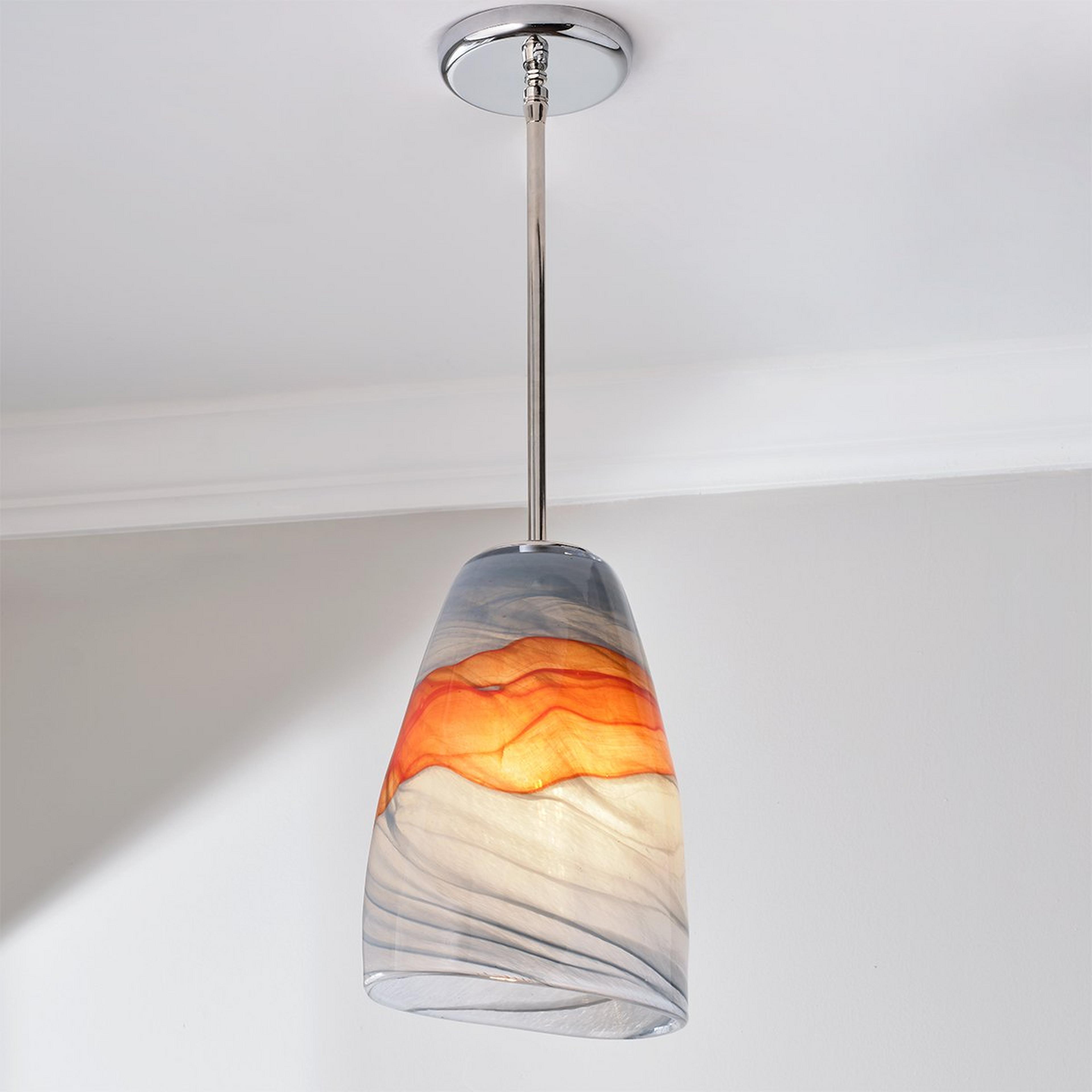 A Selo Pendant with Polished Nickel / Light Blue / Orange color