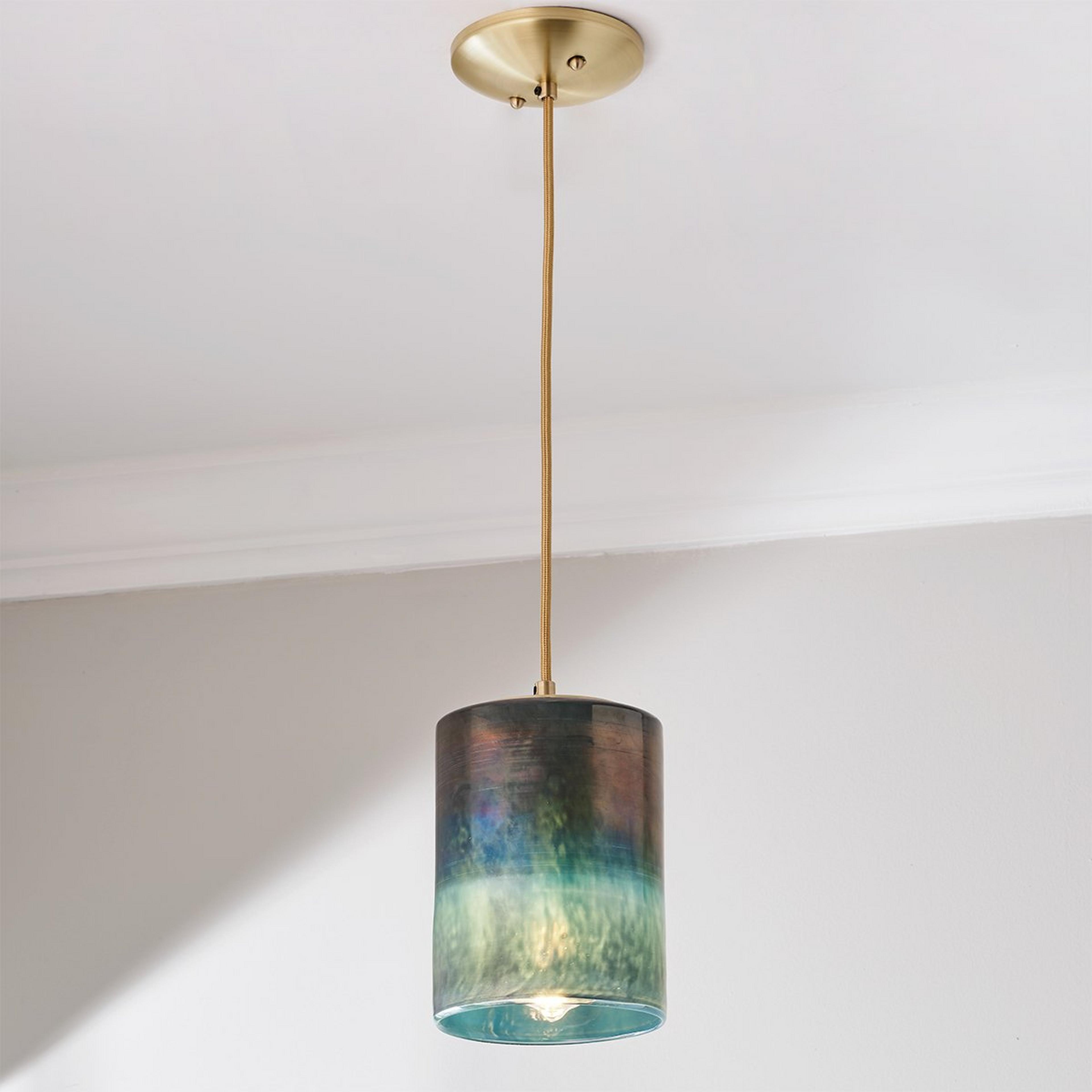A Velarium Pendant with Brushed Brass / Blue color