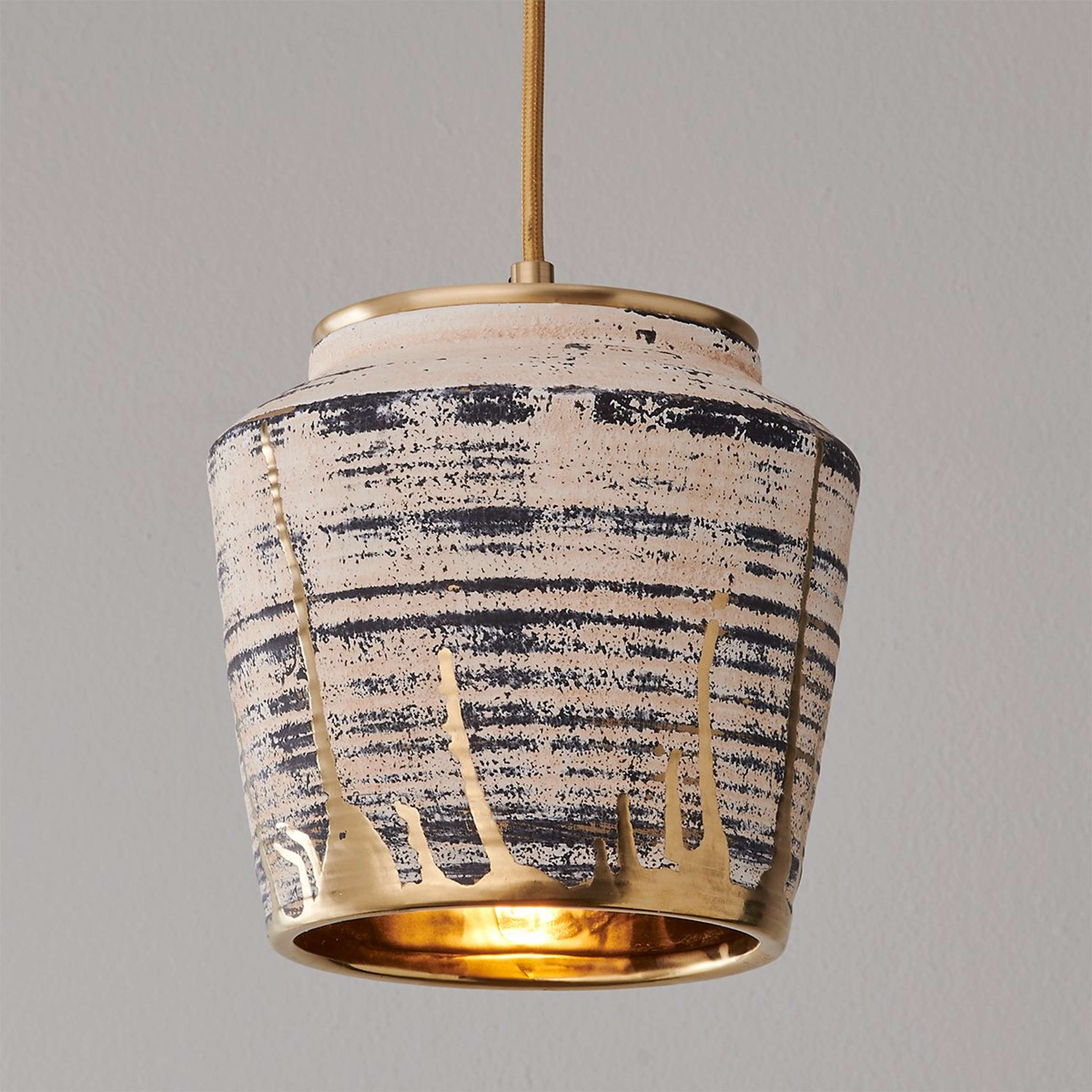 A Orlina Pendant with Brushed Brass / White / Gold color