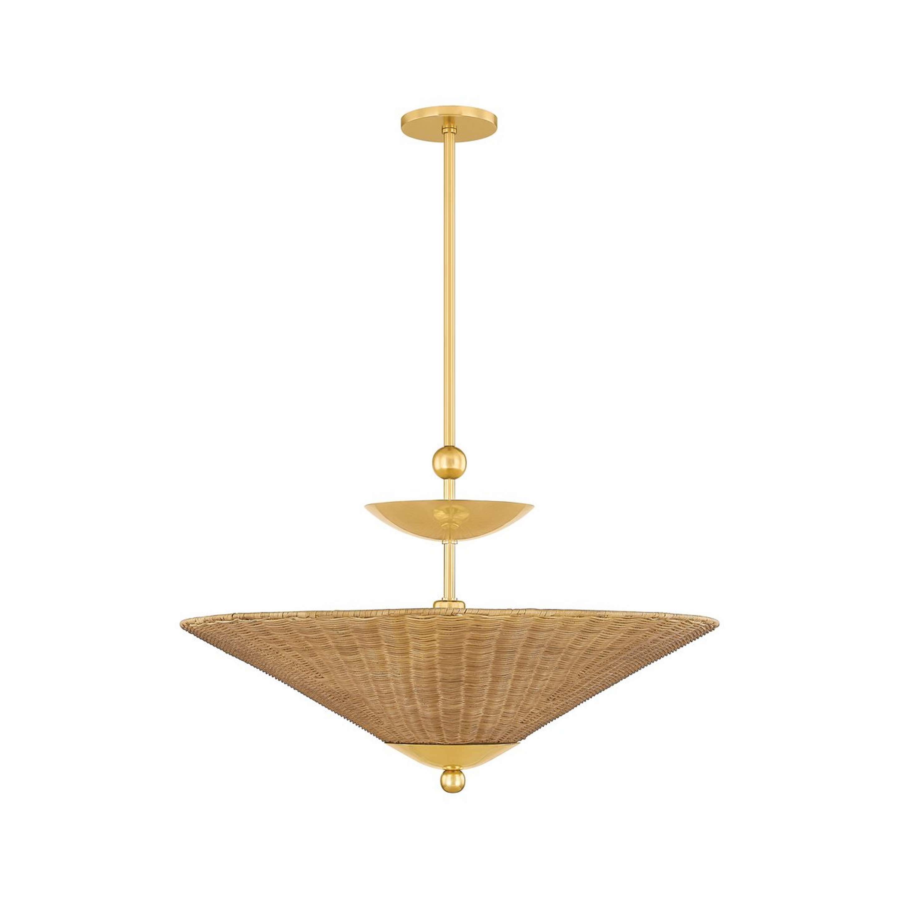 A Kimbleton Pendant with Brass / Natural Wicker color