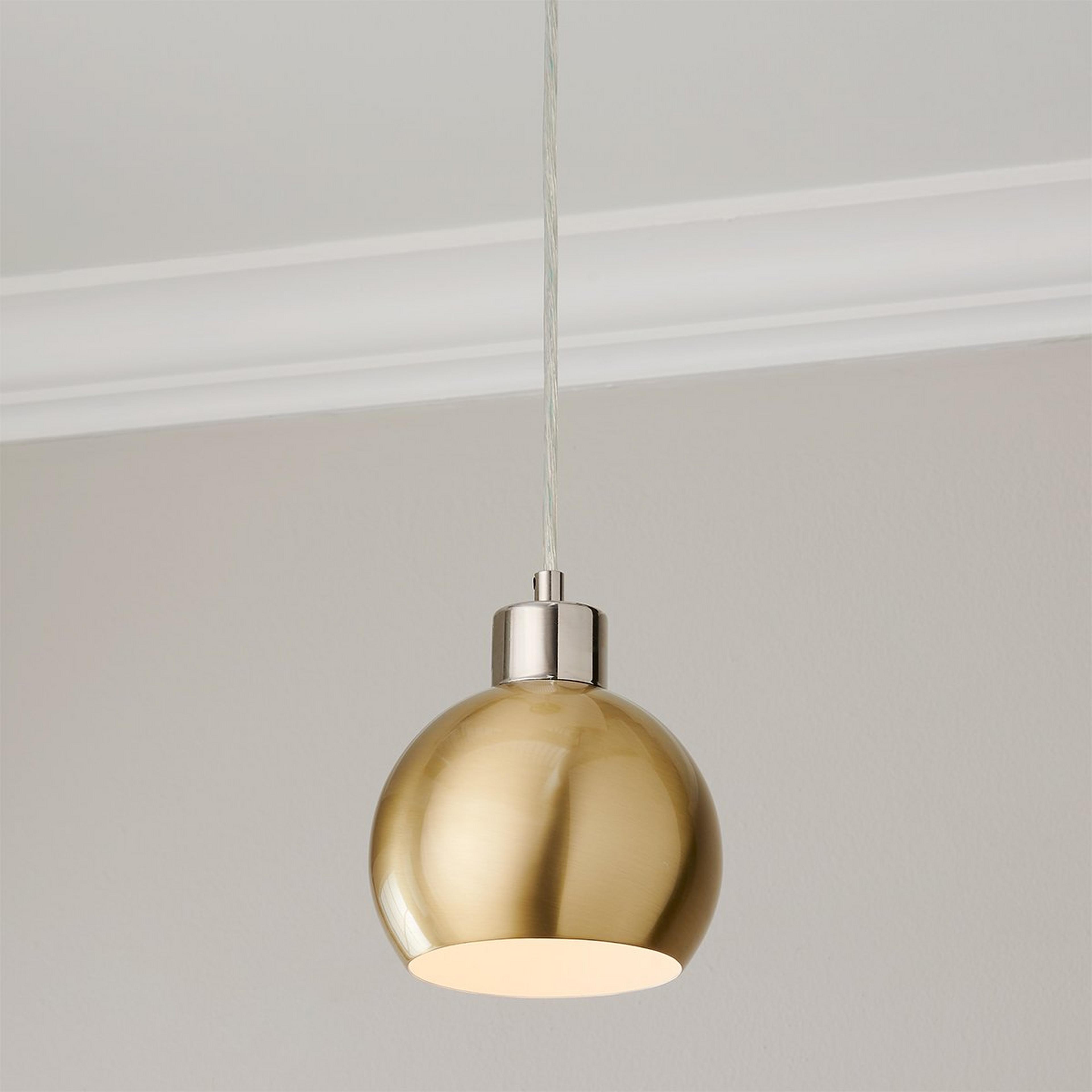 A Young House Love Bubble Pendant with Polished Nickel / Brushed Brass color