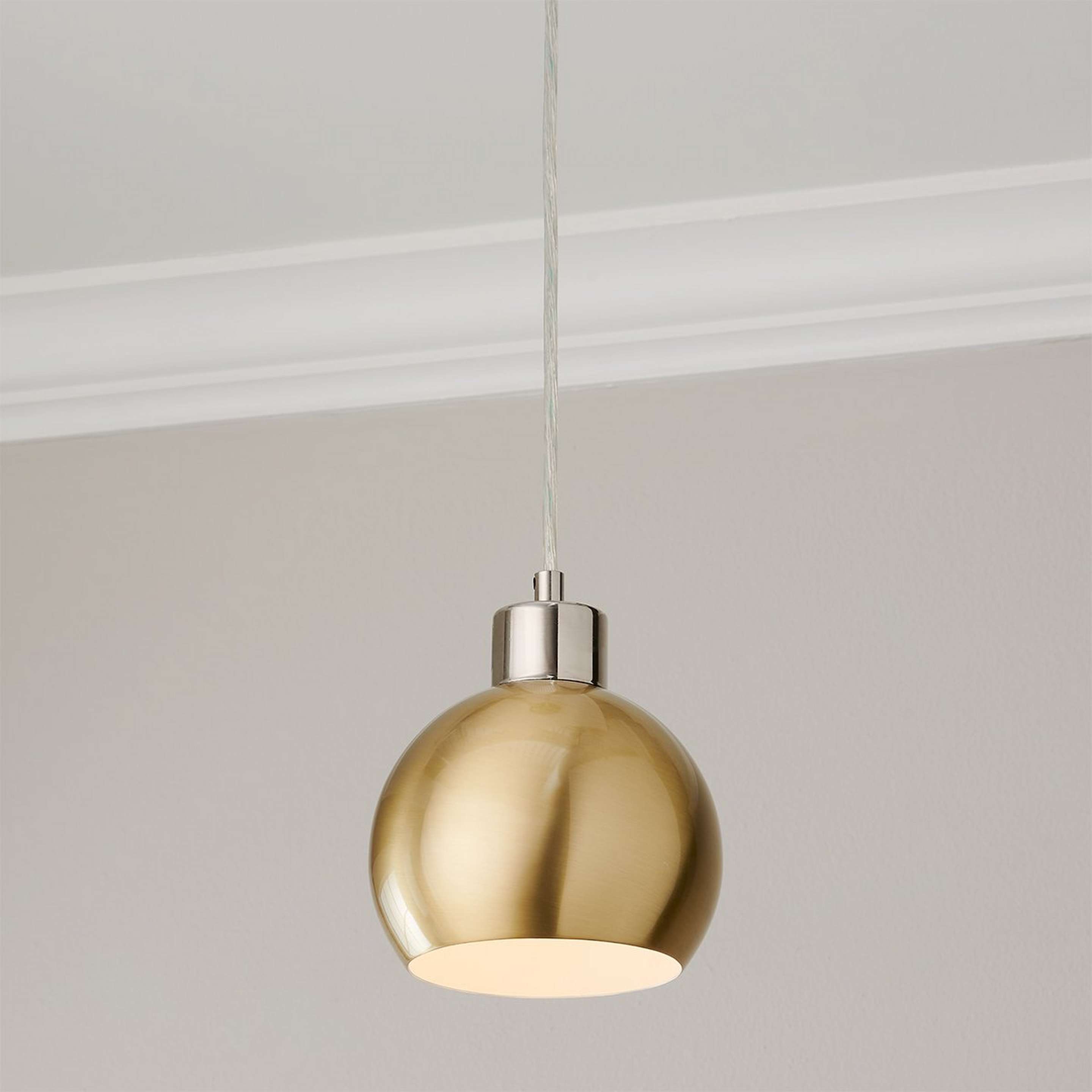 A Young House Love Bubble Pendant with Polished Nickel / Brushed Brass color