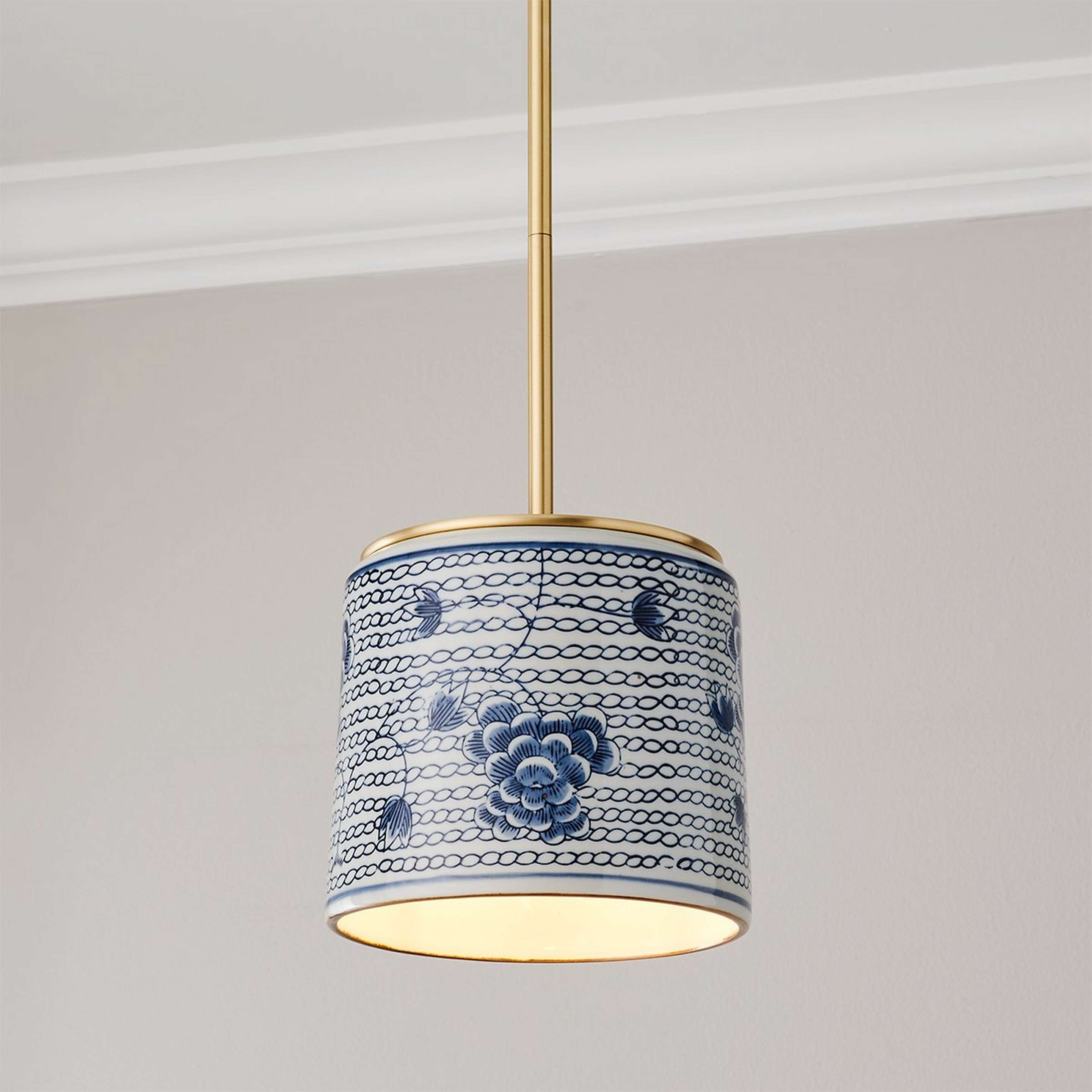 A Suzhou Pendant with Brushed Brass / Blue / White color