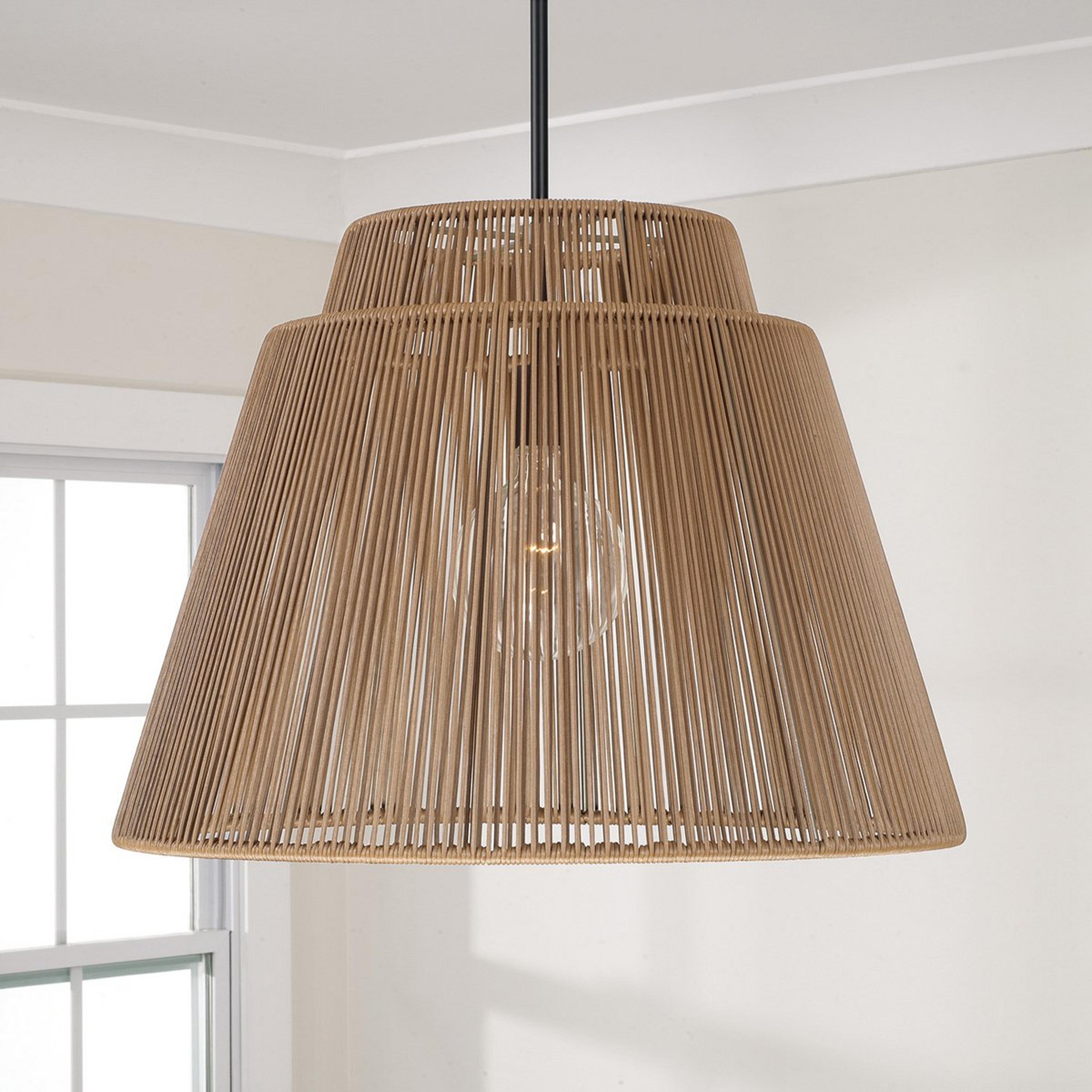 A Thalina Indoor / Outdoor Pendant with Black / Tan color