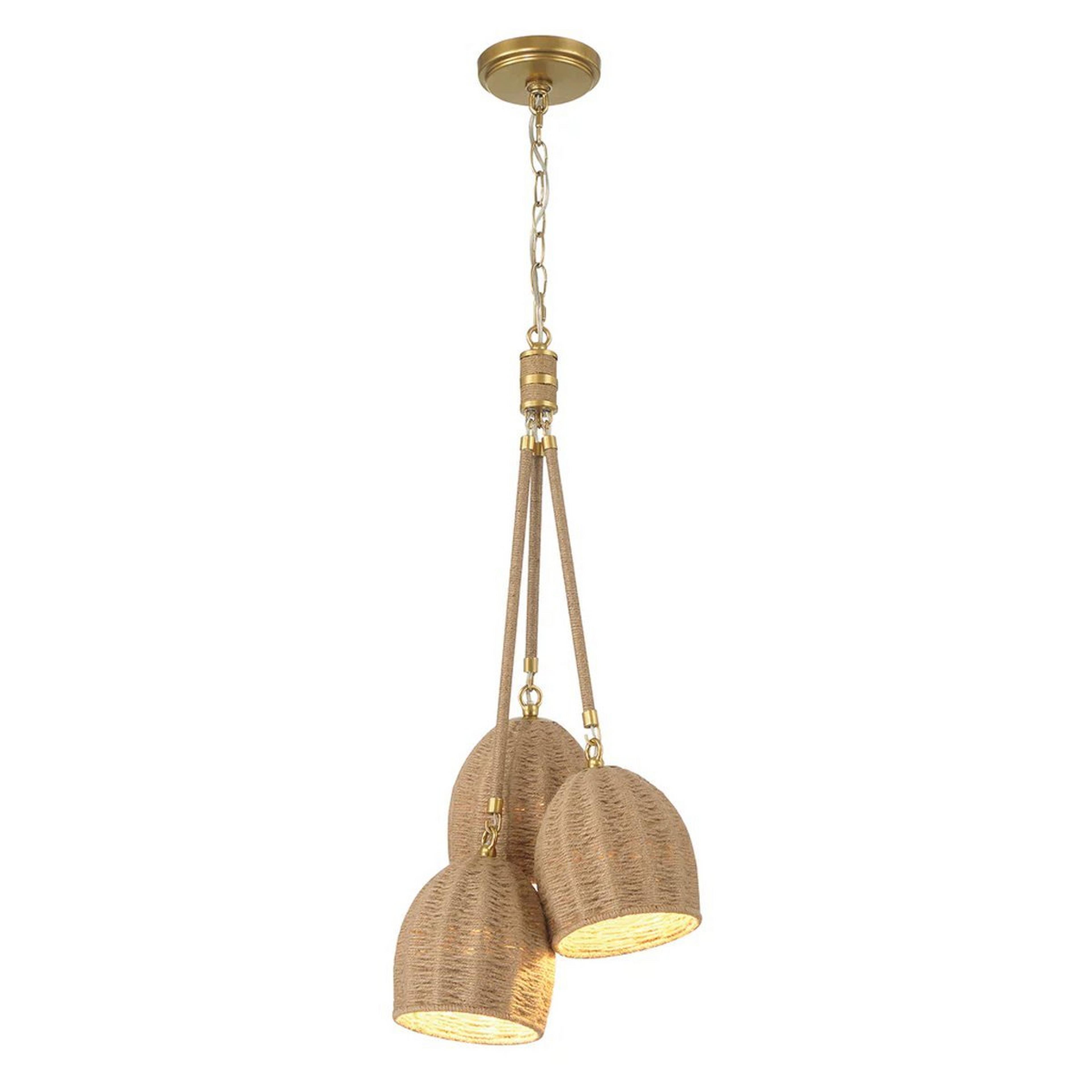 A Encinitas Cluster Pendant with Soft Gold / Jute color