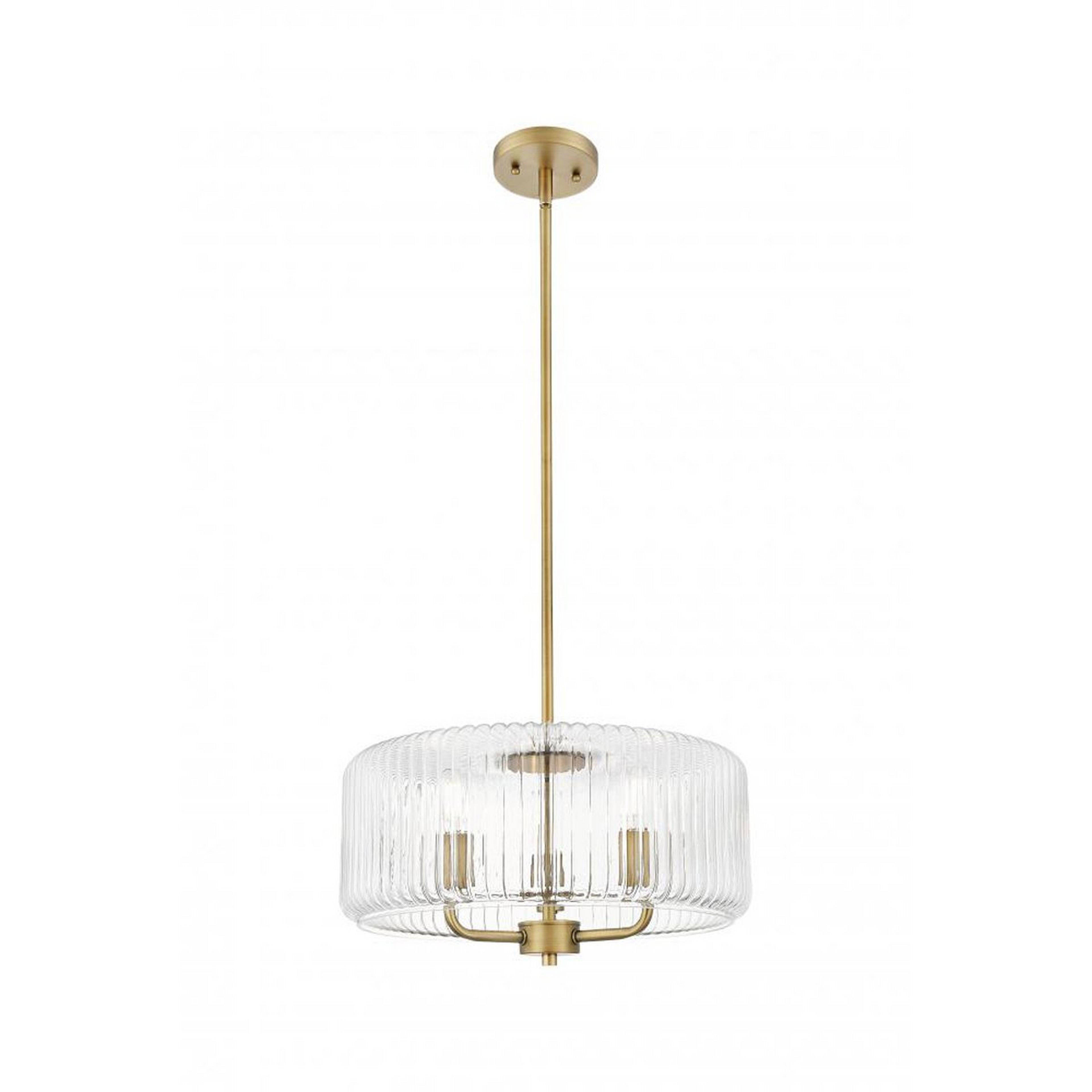 A Dupuis Pendant - Clear with Brushed Brass / Clear Ribbed Glass color