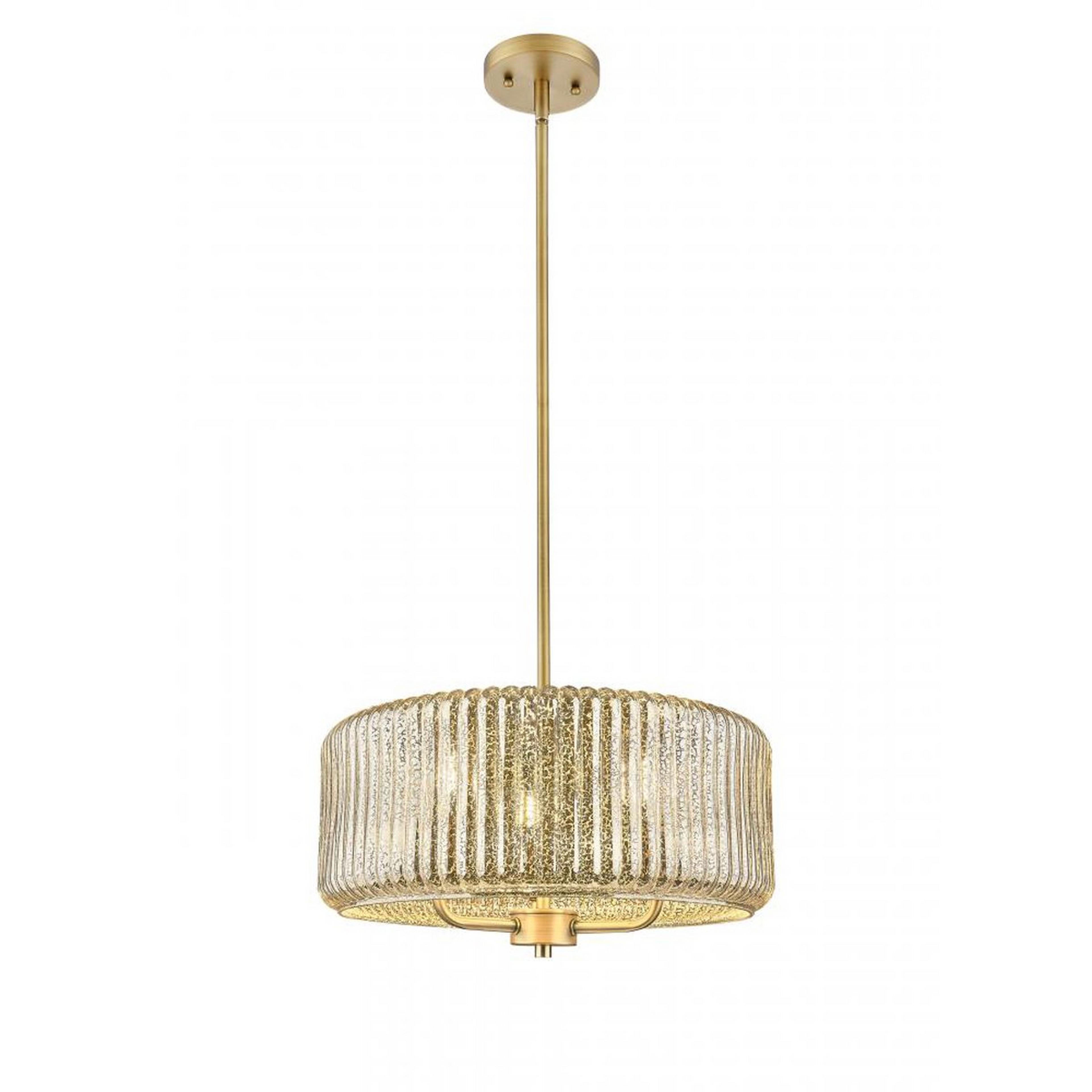 A Dupuis Pendant - Mercury with Brushed Brass / Amber Mercury Ribbed Glass color