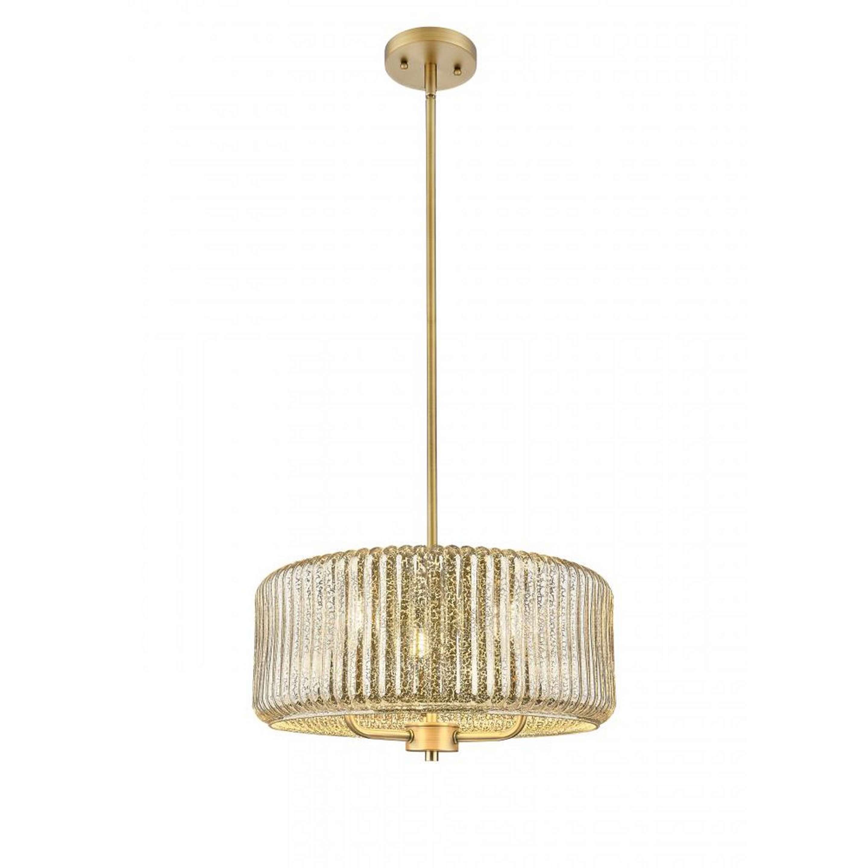 A Dupuis Pendant - Mercury with Brushed Brass / Amber Mercury Ribbed Glass color