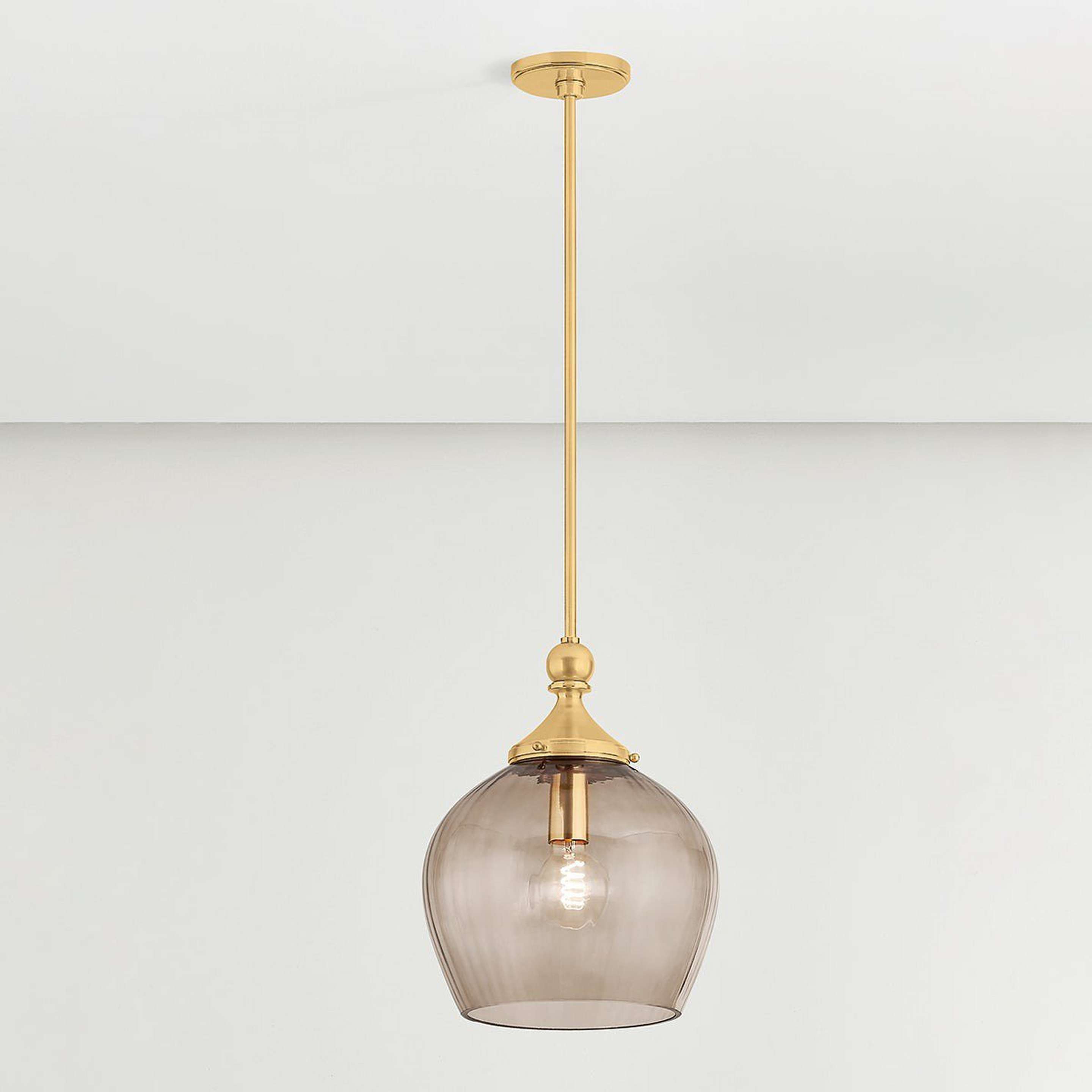 A Bromley Pendant - 12" with Brass / Light Brown Tinted Glass color