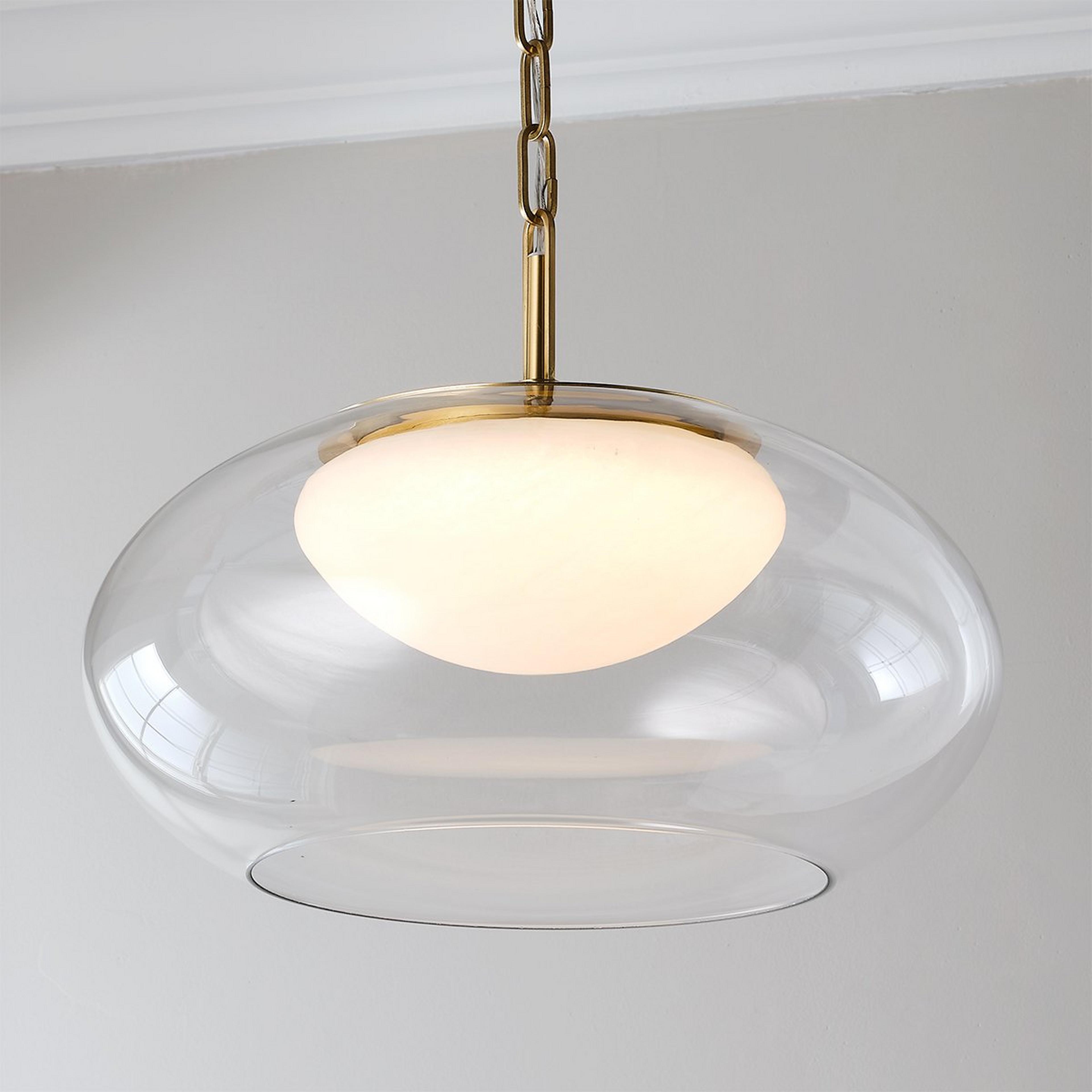 A Ardella LED Pendant - 17" with Brass / Clear Glass / Alabaster color