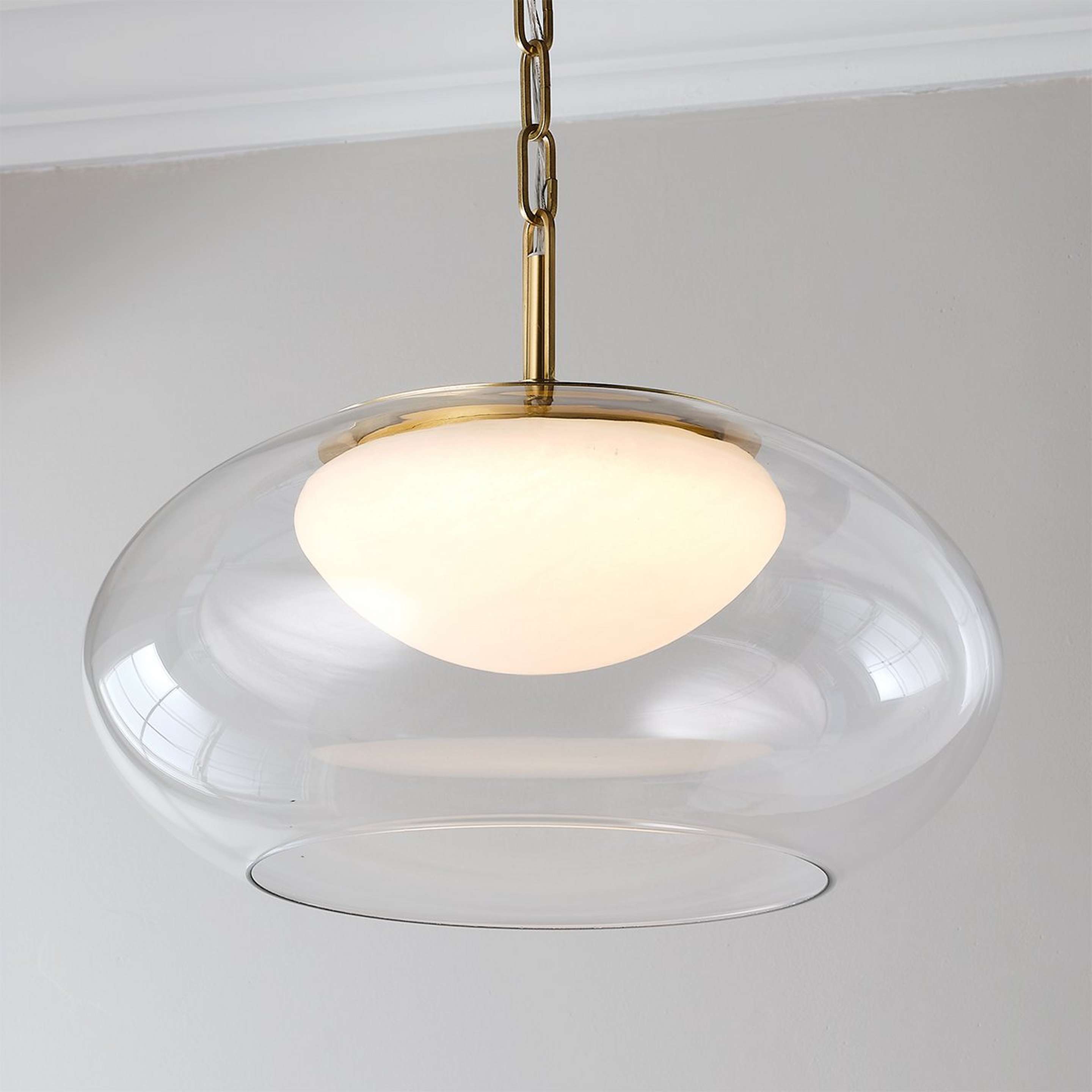 A Ardella LED Pendant - 17" with Brass / Clear Glass / Alabaster color