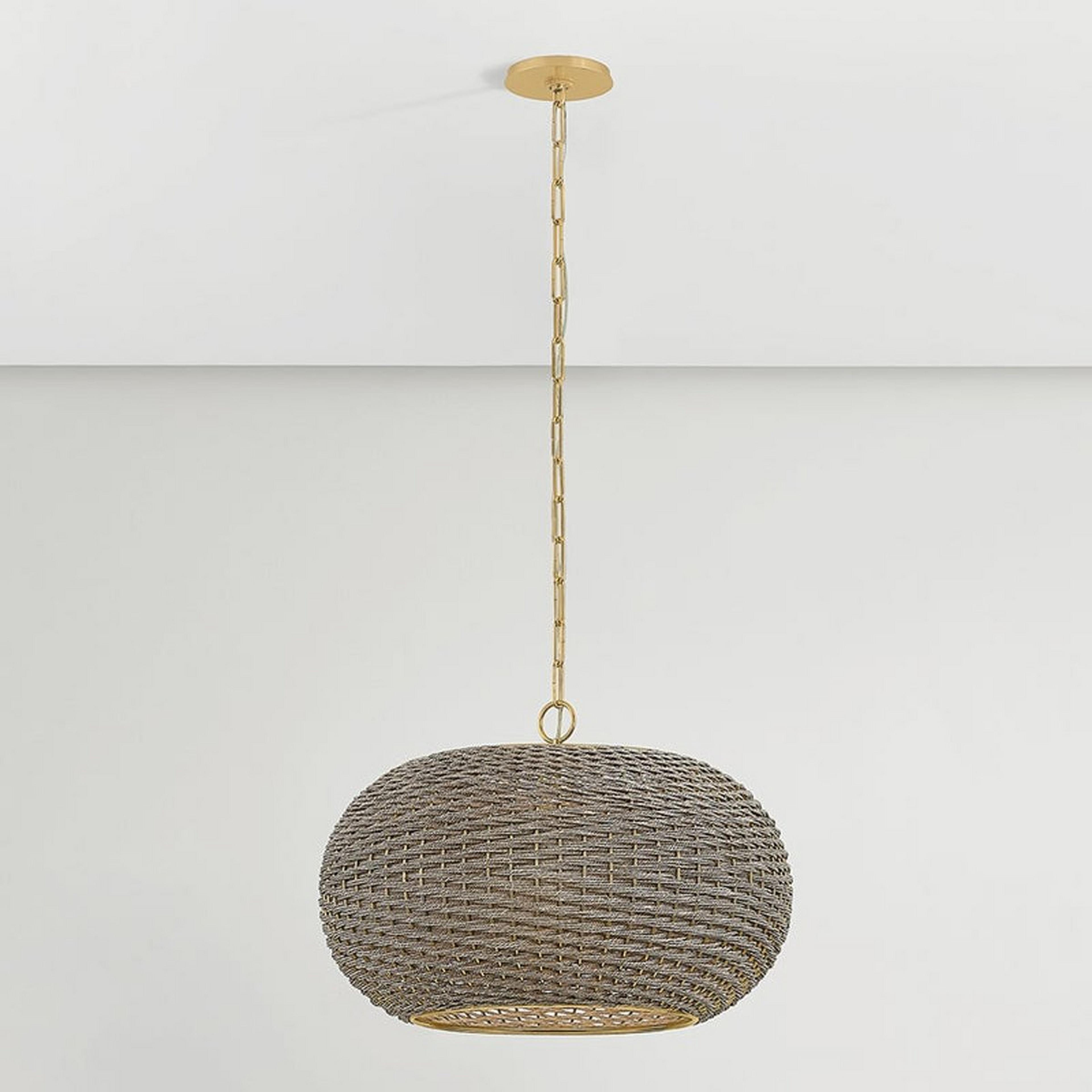A Pinefield Pendant with Brass / Woven Seagrass color