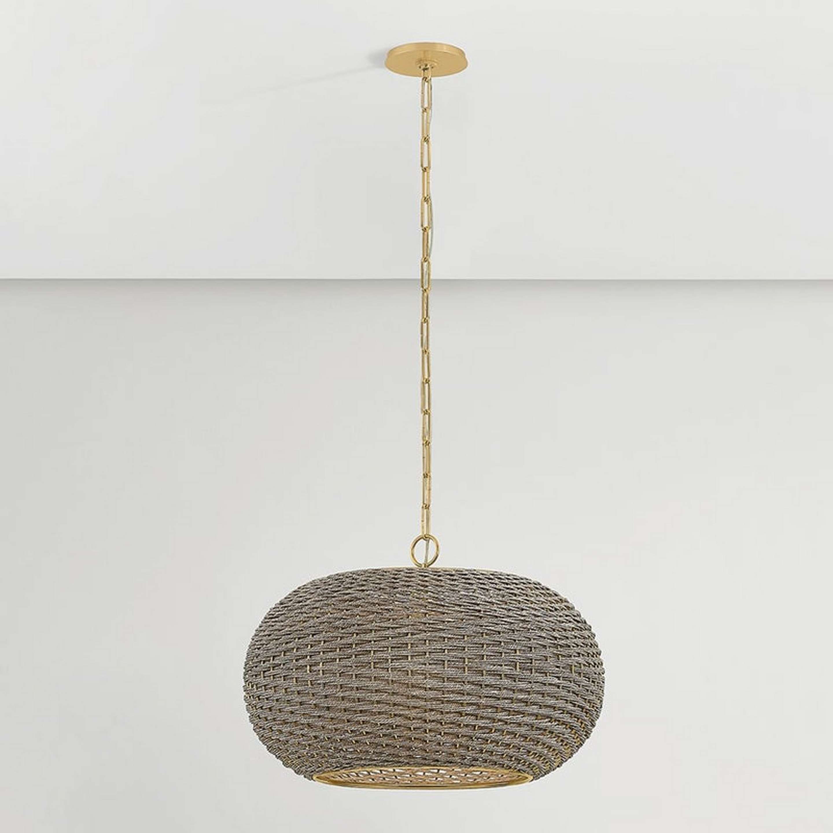 A Pinefield Pendant with Brass / Woven Seagrass color