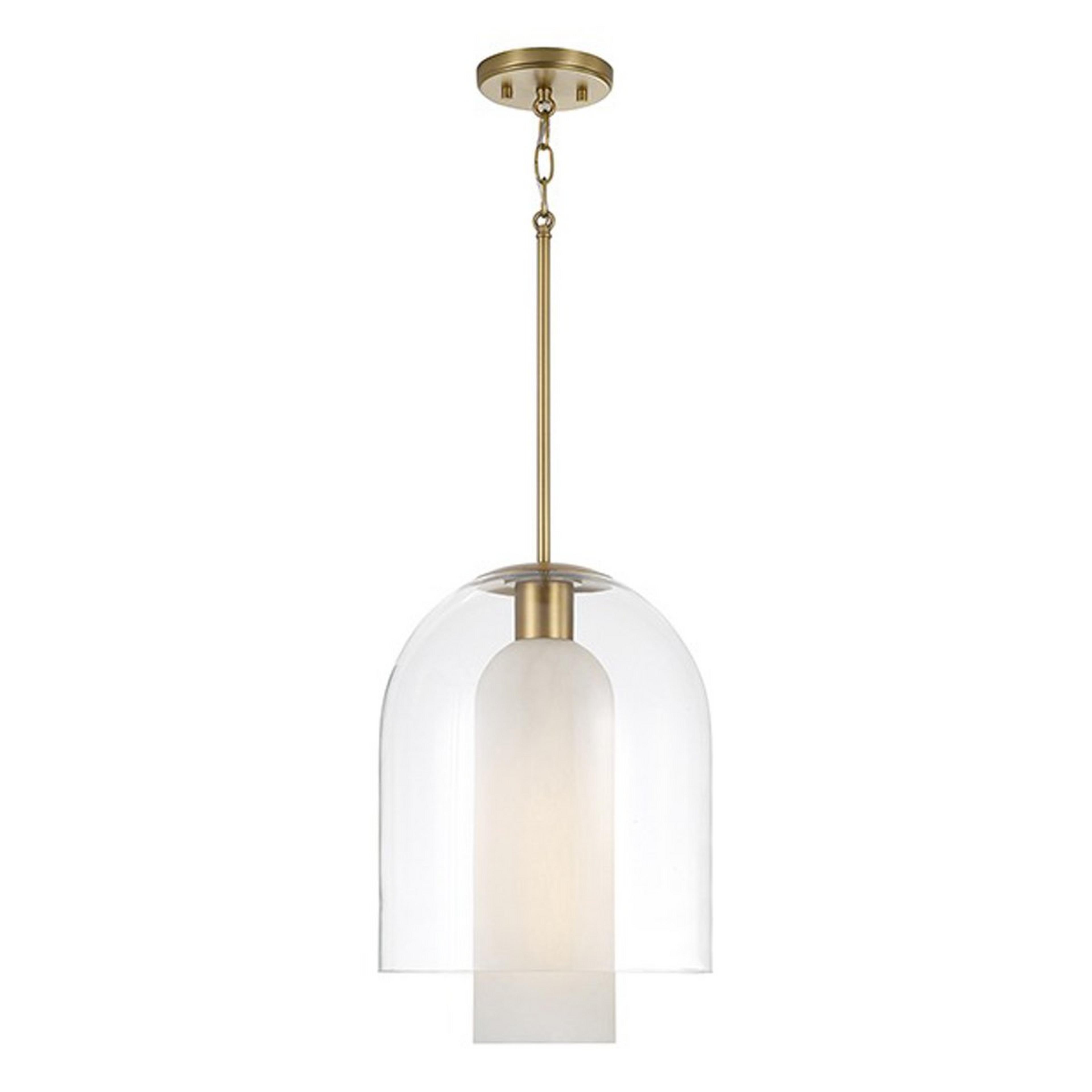 A Aiolos Pendant with Aged Brass / Faux Alabaster / Clear Glass color