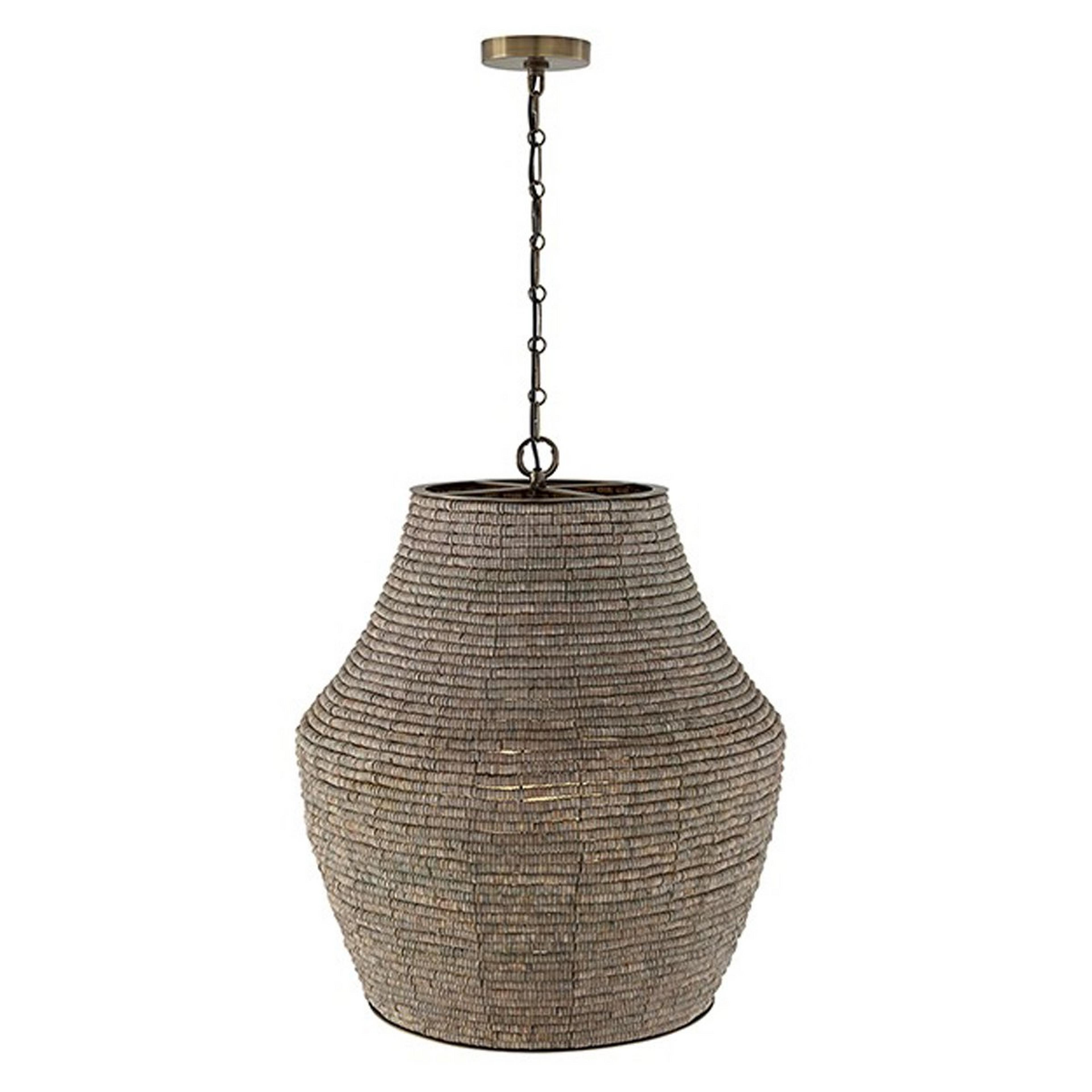 A Devana Pendant with Dark Brass / Graywash Wooden Beads color