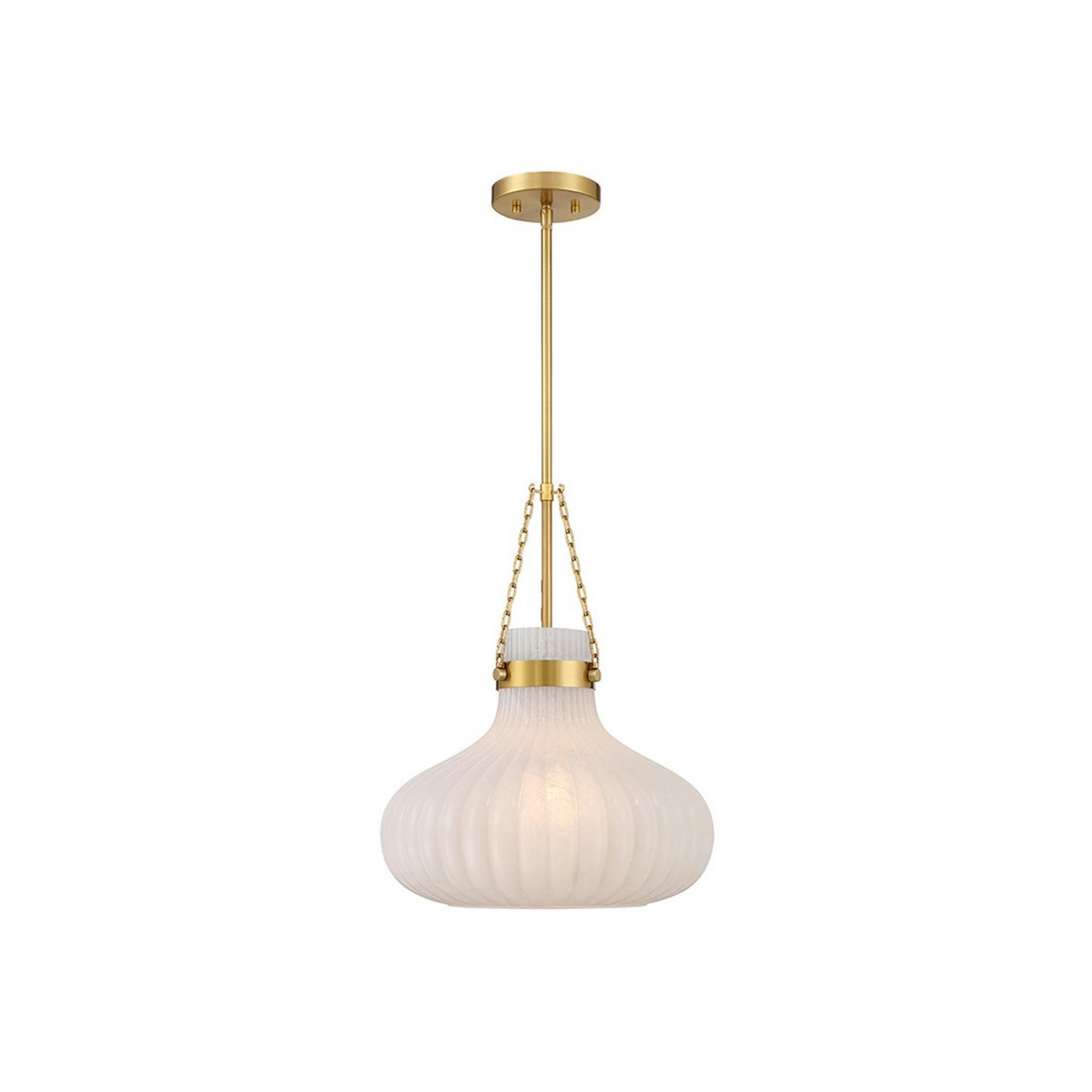 A Semara Pendant with Aged Brass / Opal Glass color