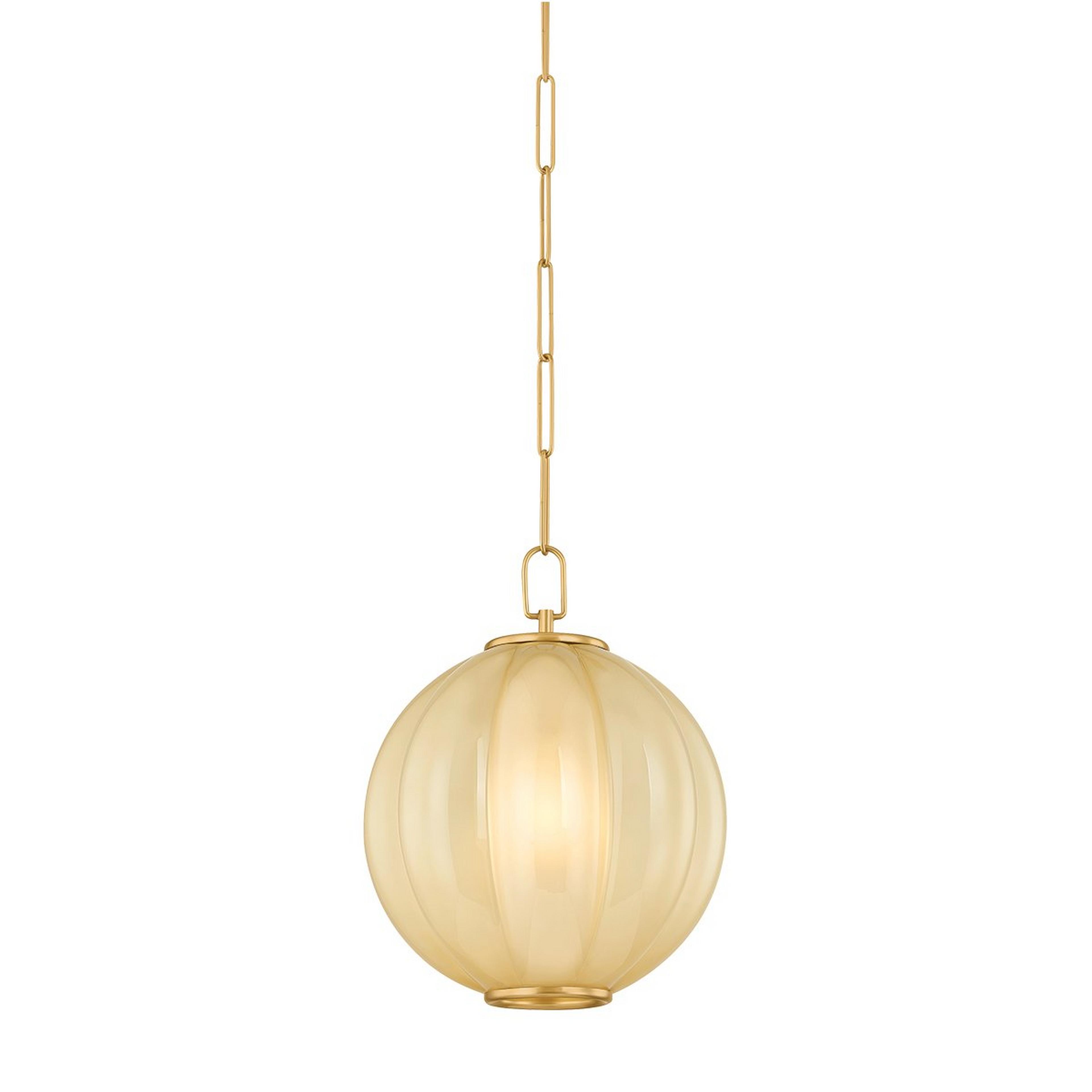 A Evangeline Pendant - Small with Aged Brass / Cream Glass color