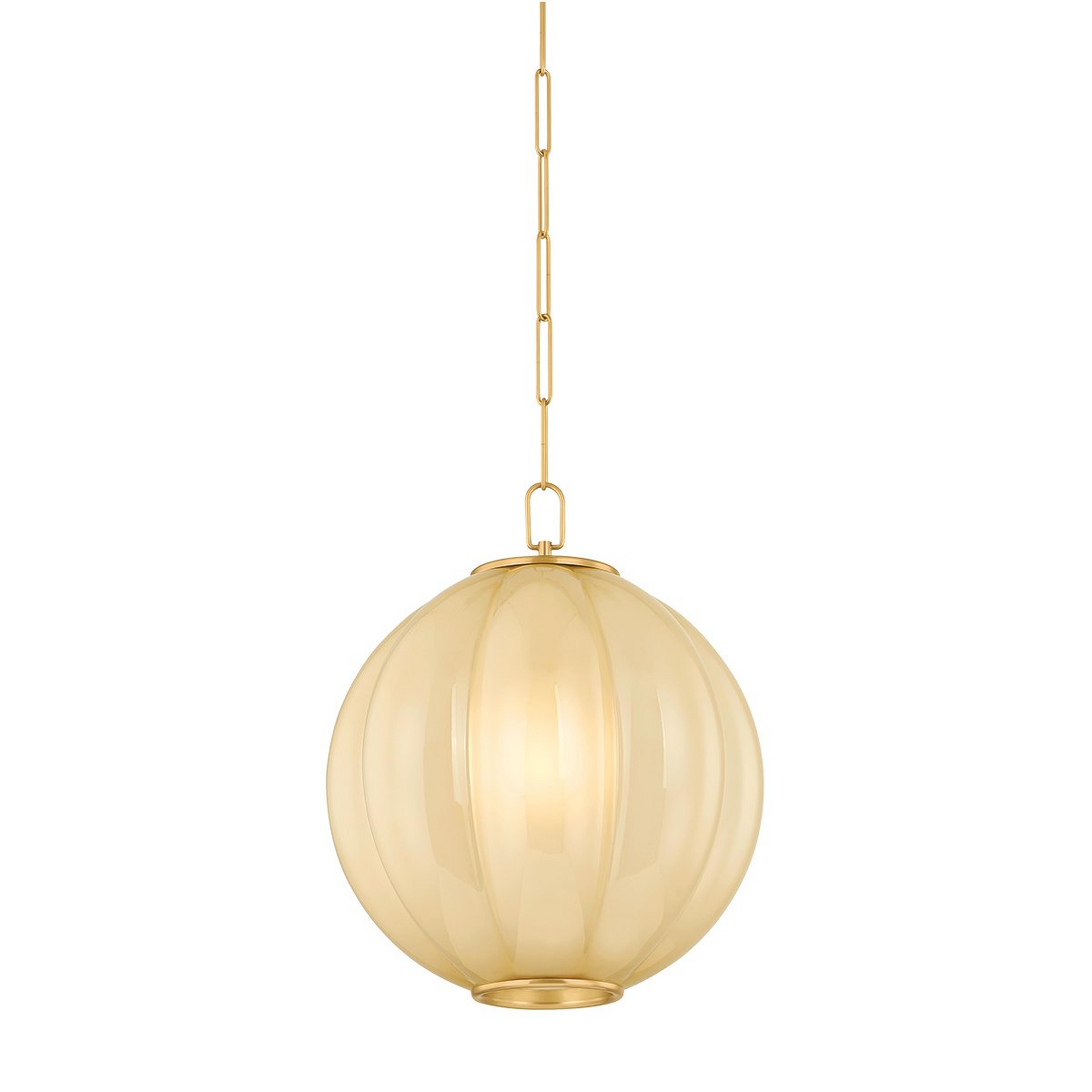 A Evangeline Pendant - Large with Aged Brass / Cream Glass color