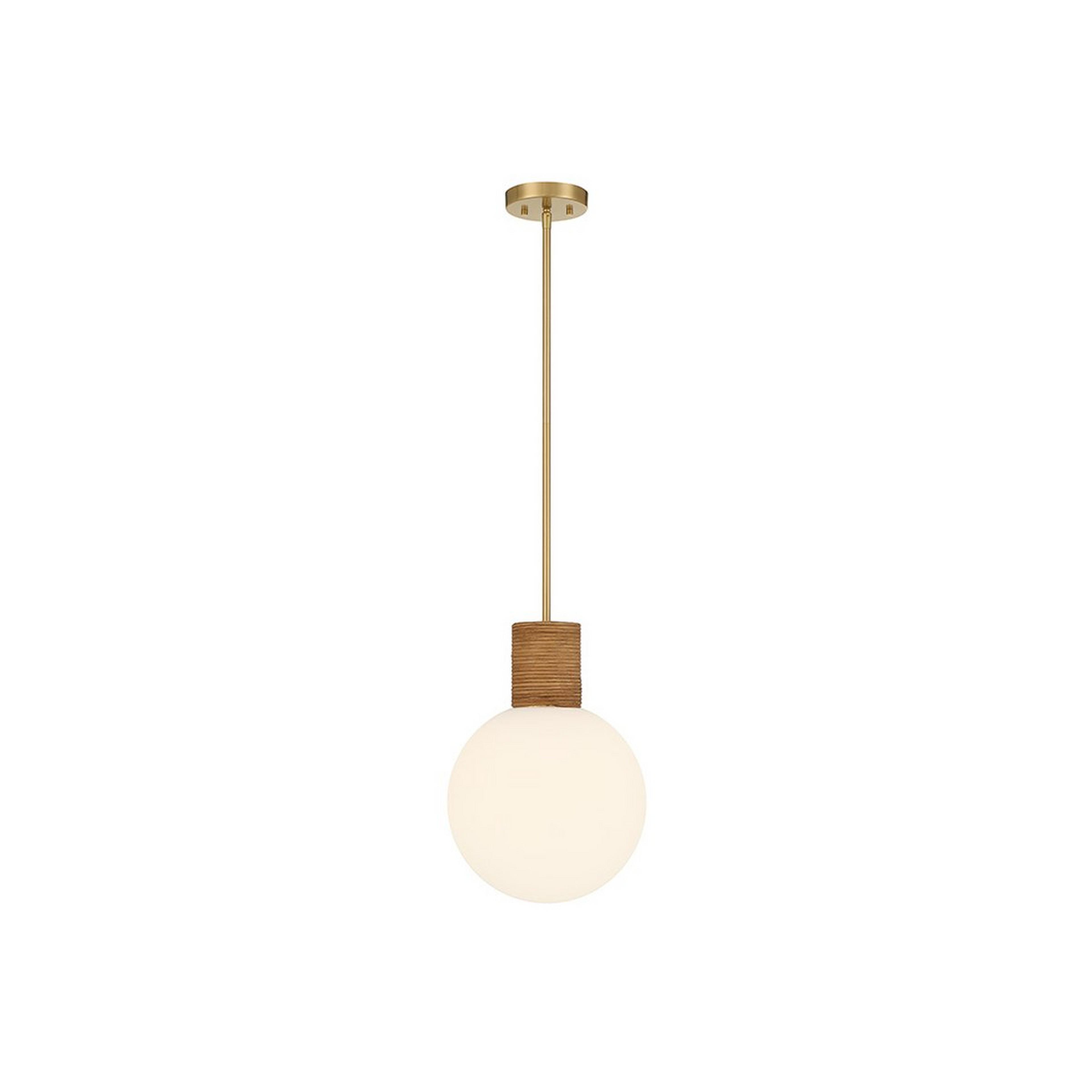 A Daisen Pendant with Brass / Rattan / Opal Glass color