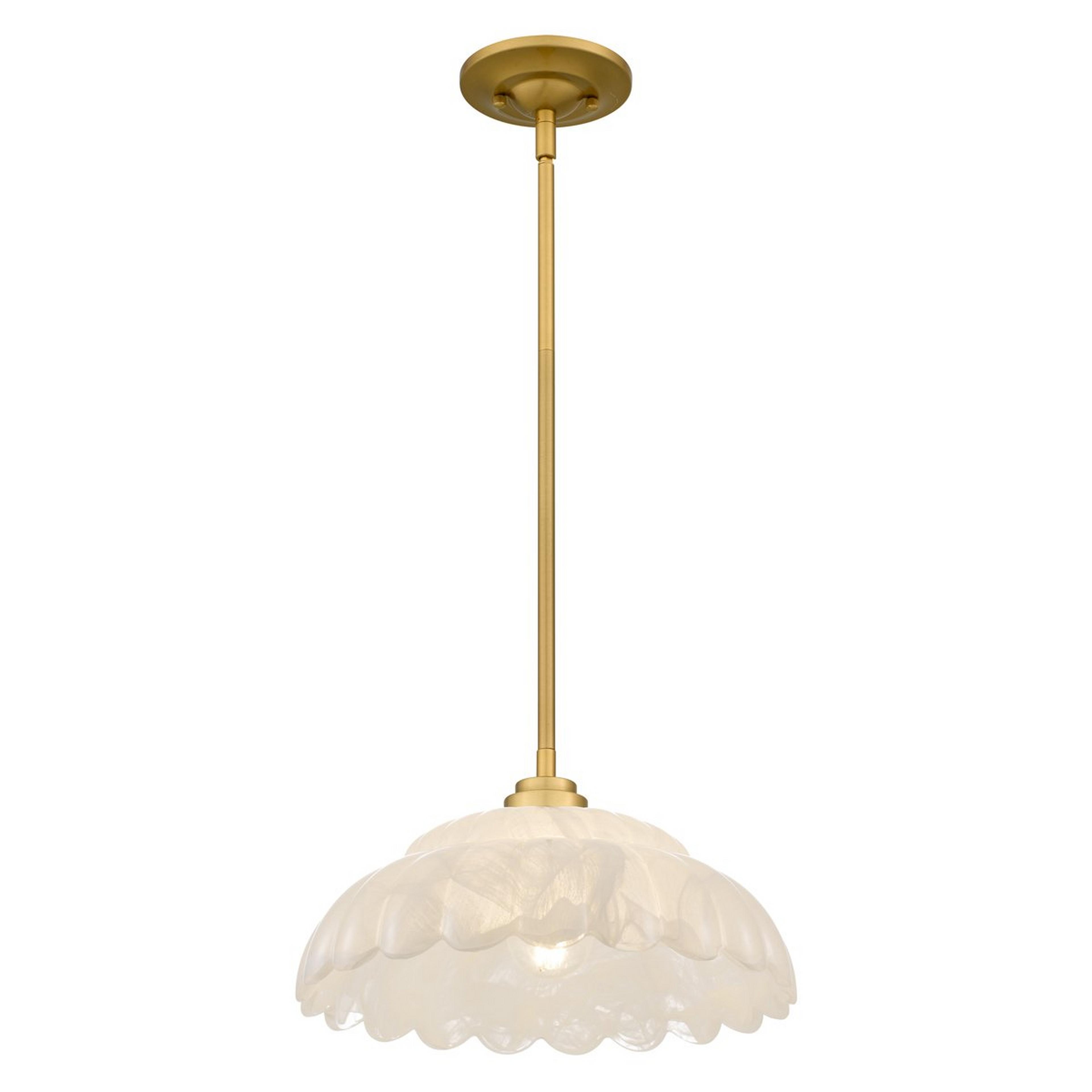 A Scalloped Cloud Glass Pendant with Brushed Gold / Cloud Glass color