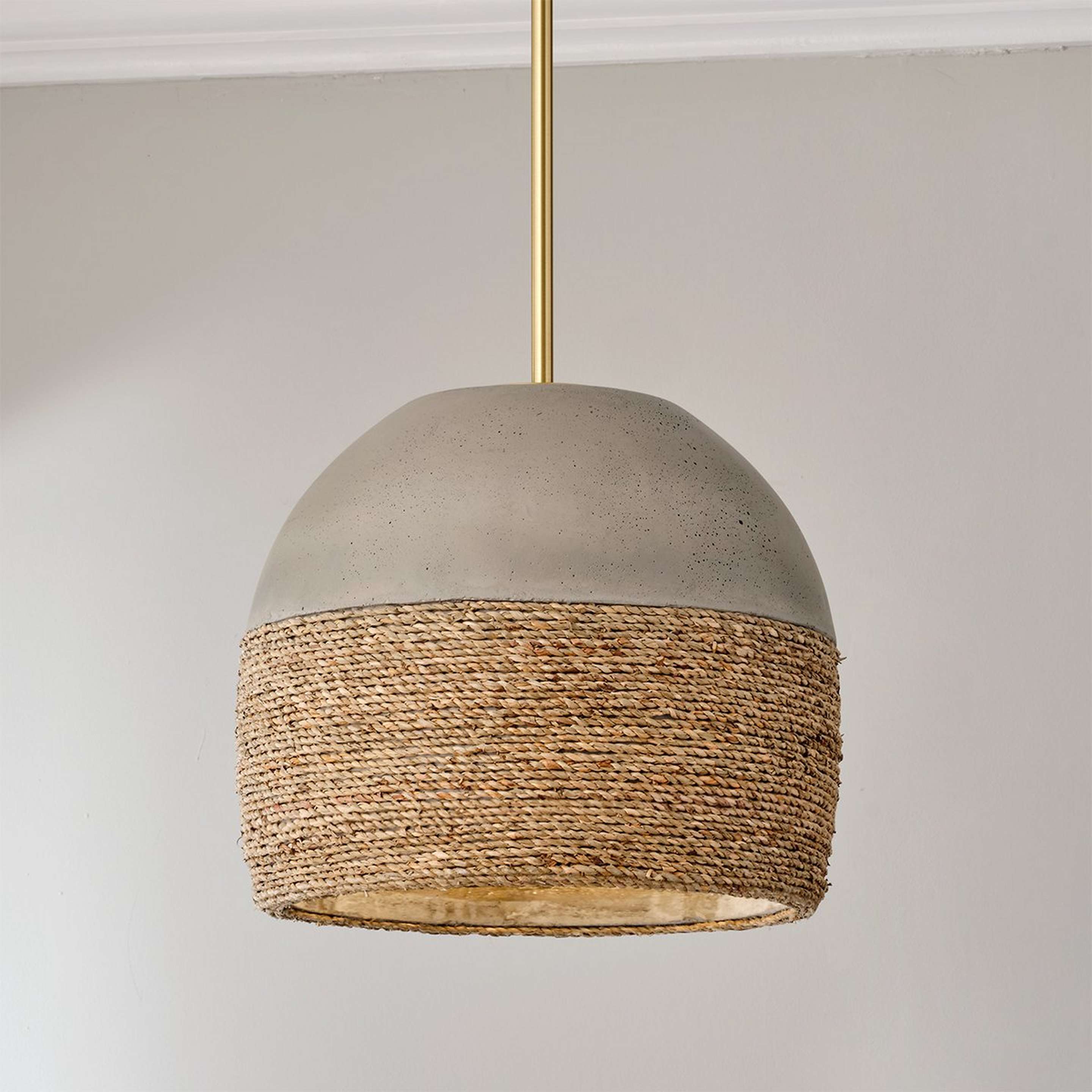 A Ubud Jute Band Dome Pendant with Brushed Brass / Natural color