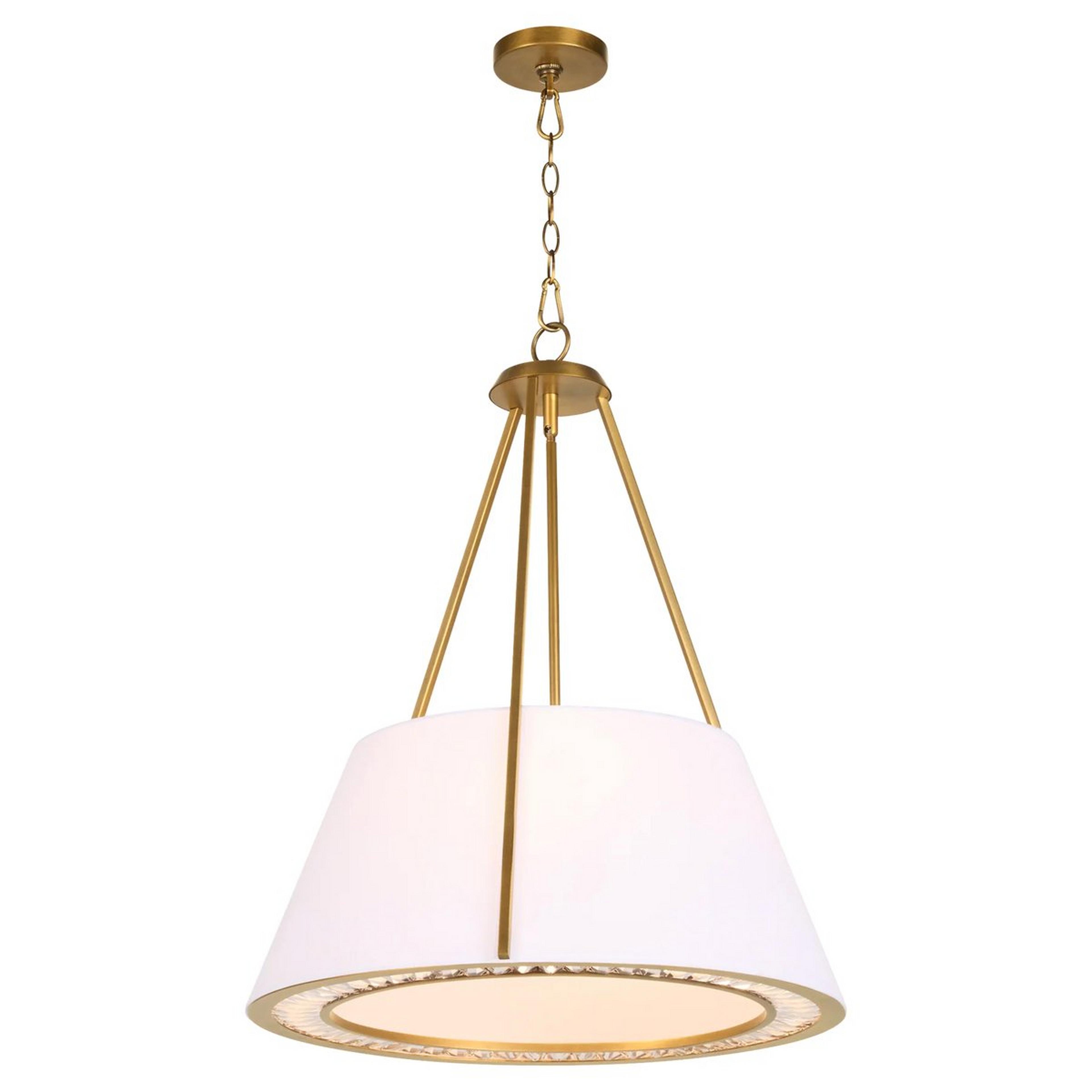 A Cygnus Pendant - 4 Light with Brushed Brass / Clear Crystal / White Fabric color