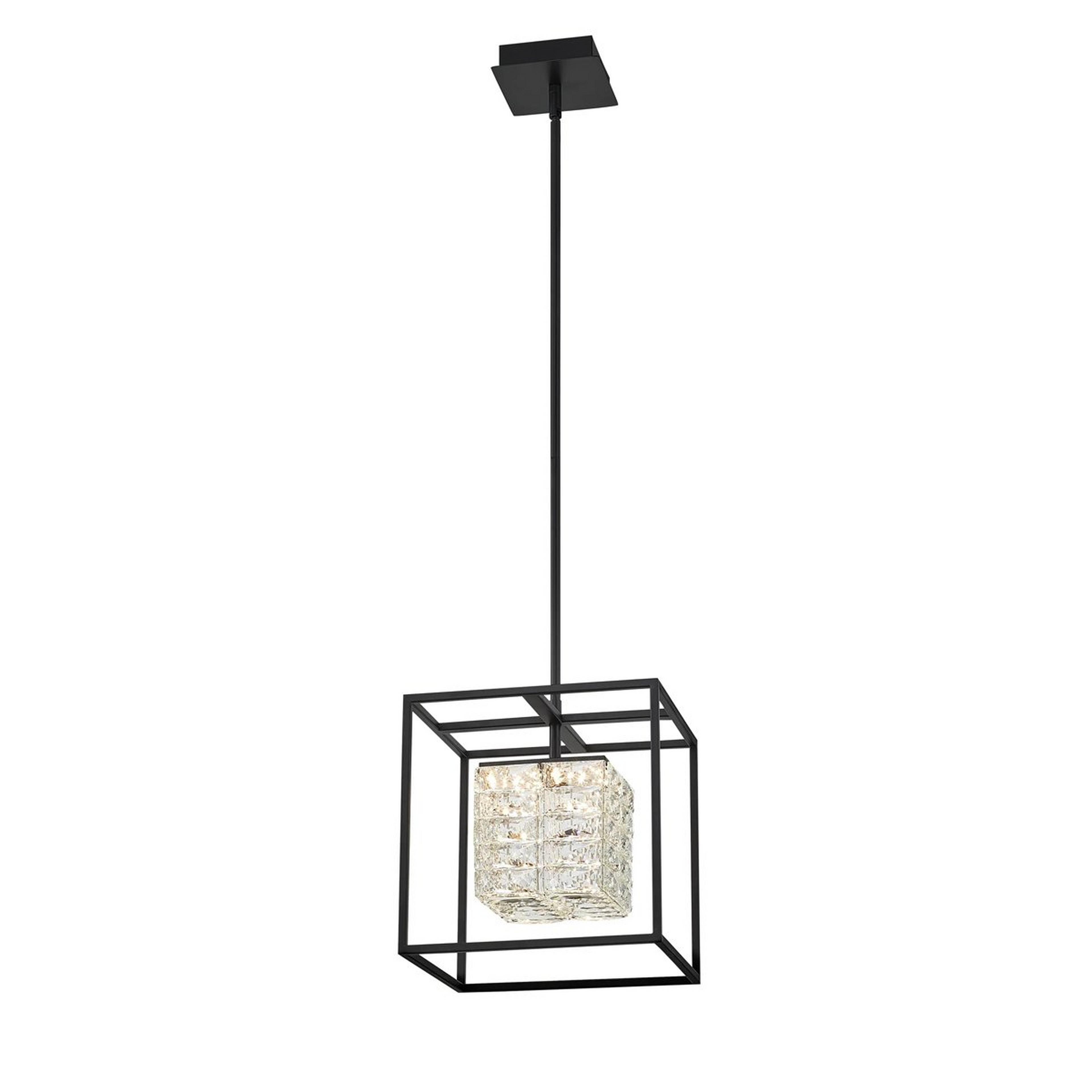 A Akilah LED Pendant - Small with Black / Clear Crystal Glass color