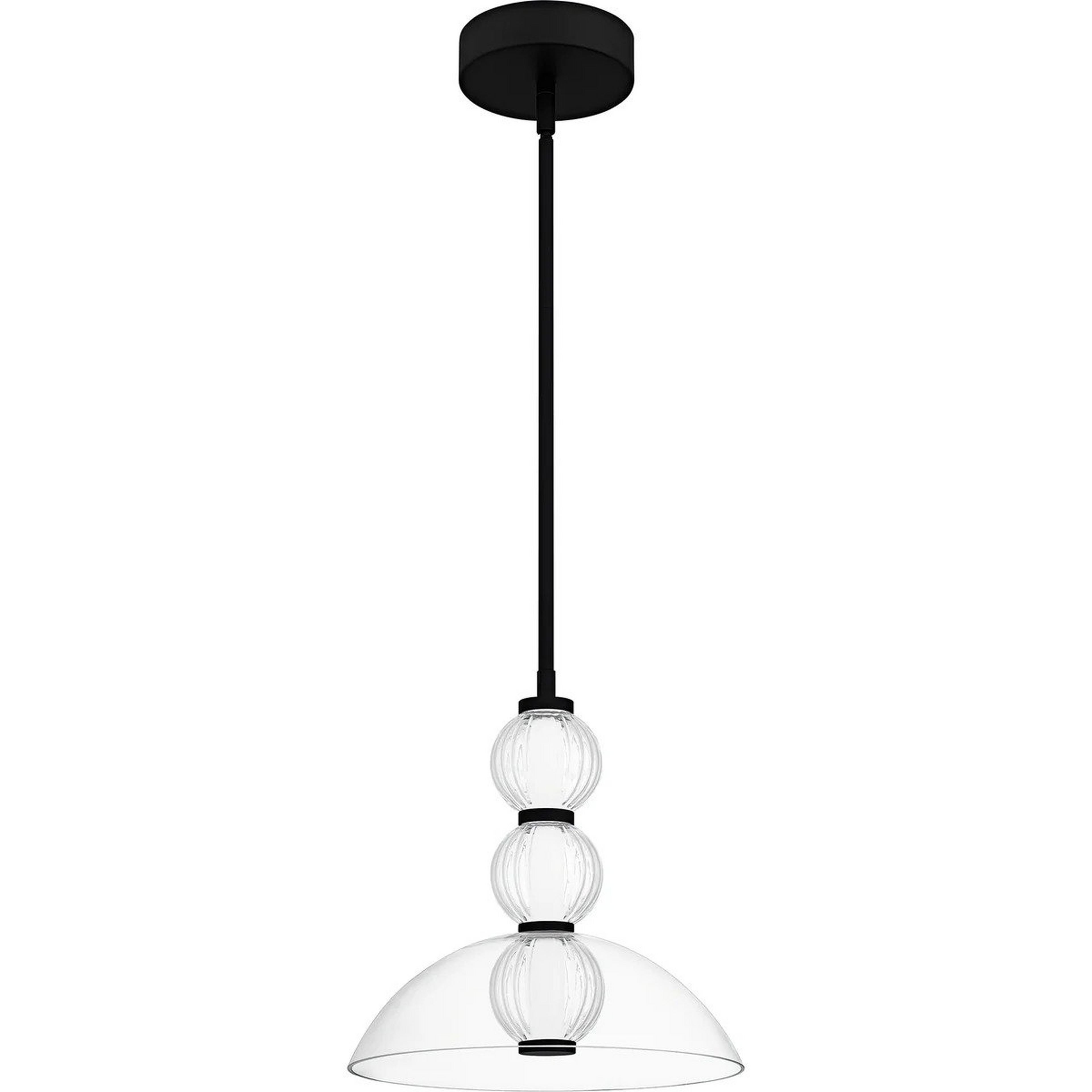 A Hieron LED Pendant with Black / Clear Glass color