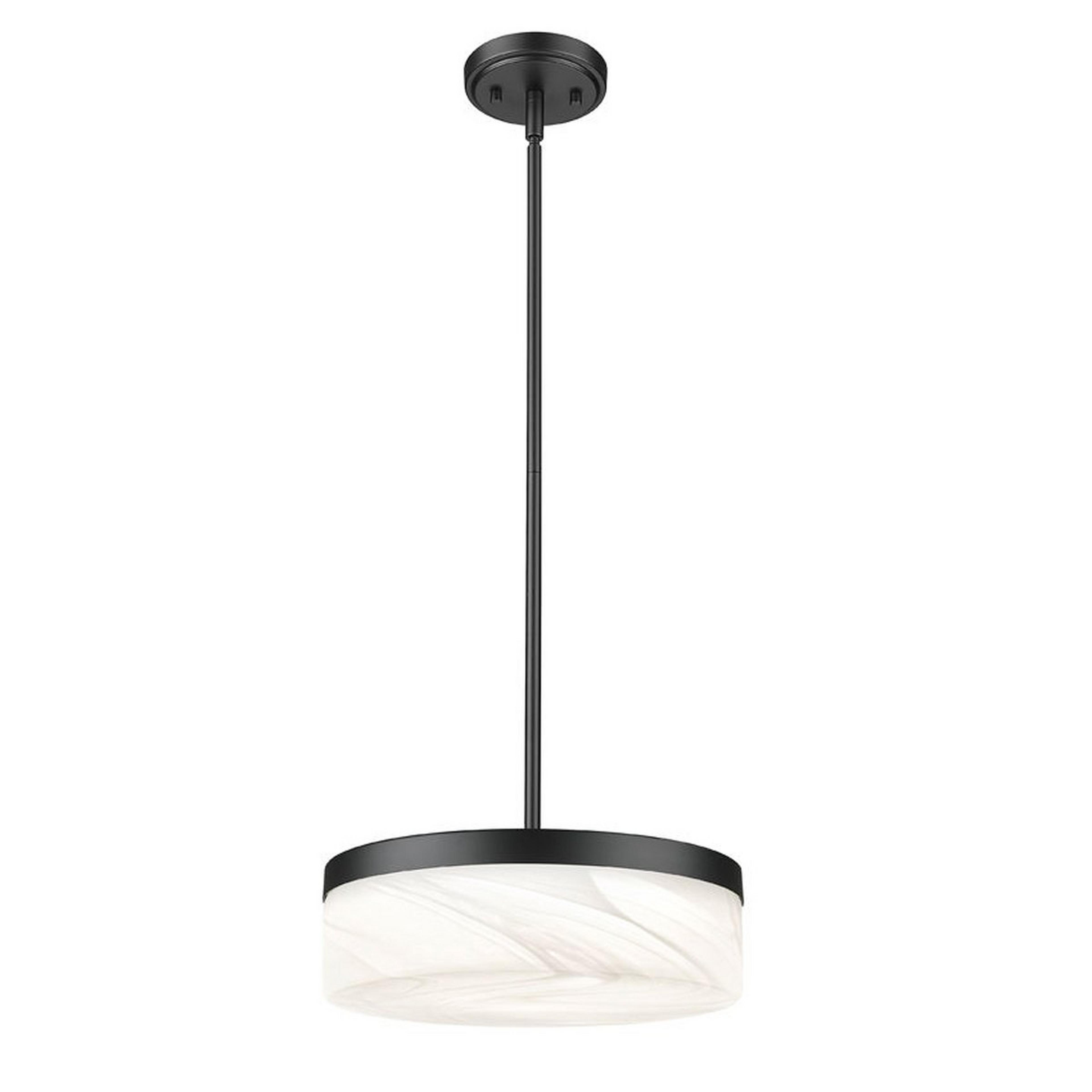 A Nattier LED Pendant with Black / Cloud Glass color
