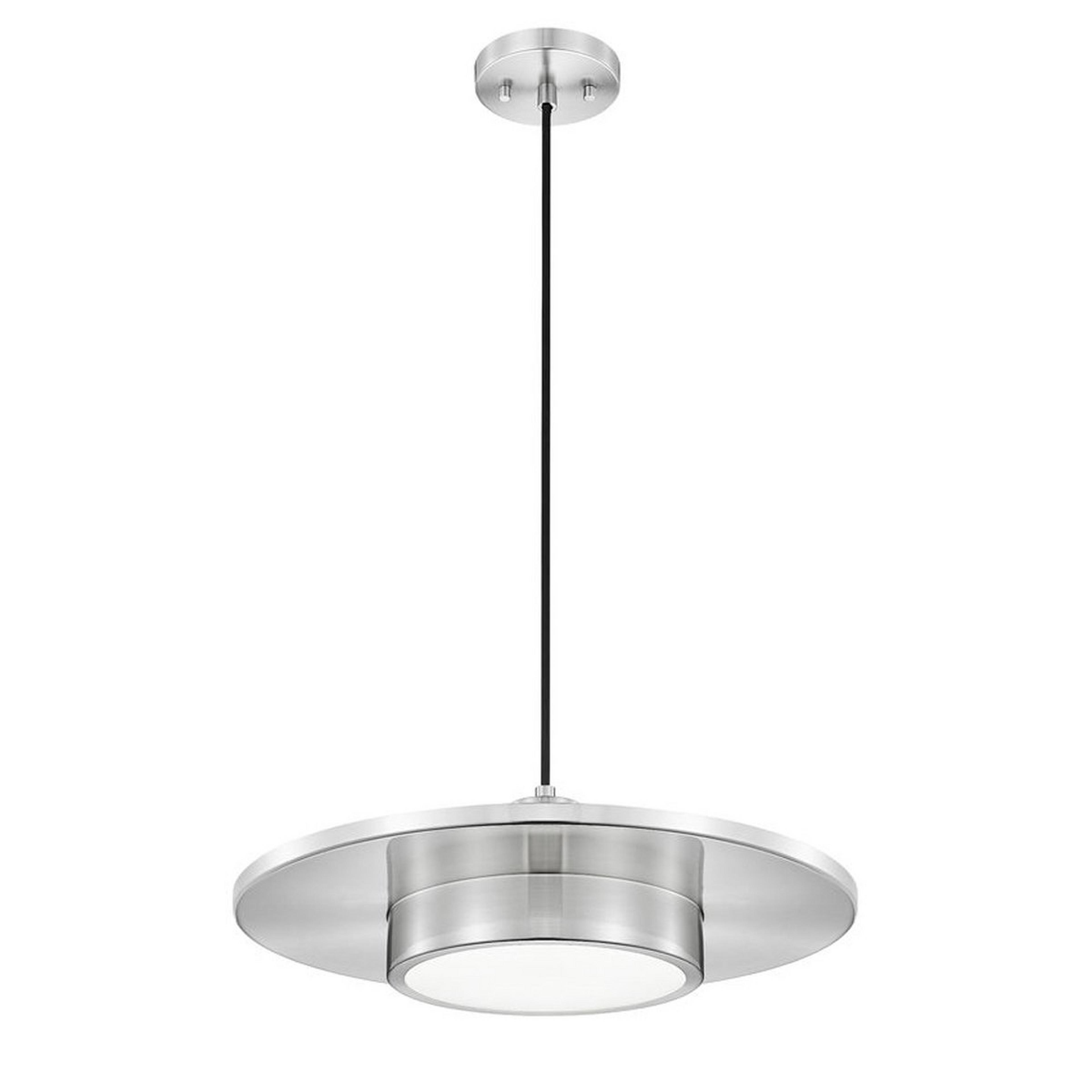 A Nagatani LED Pendant with Brushed Nickel / White Acrylic color