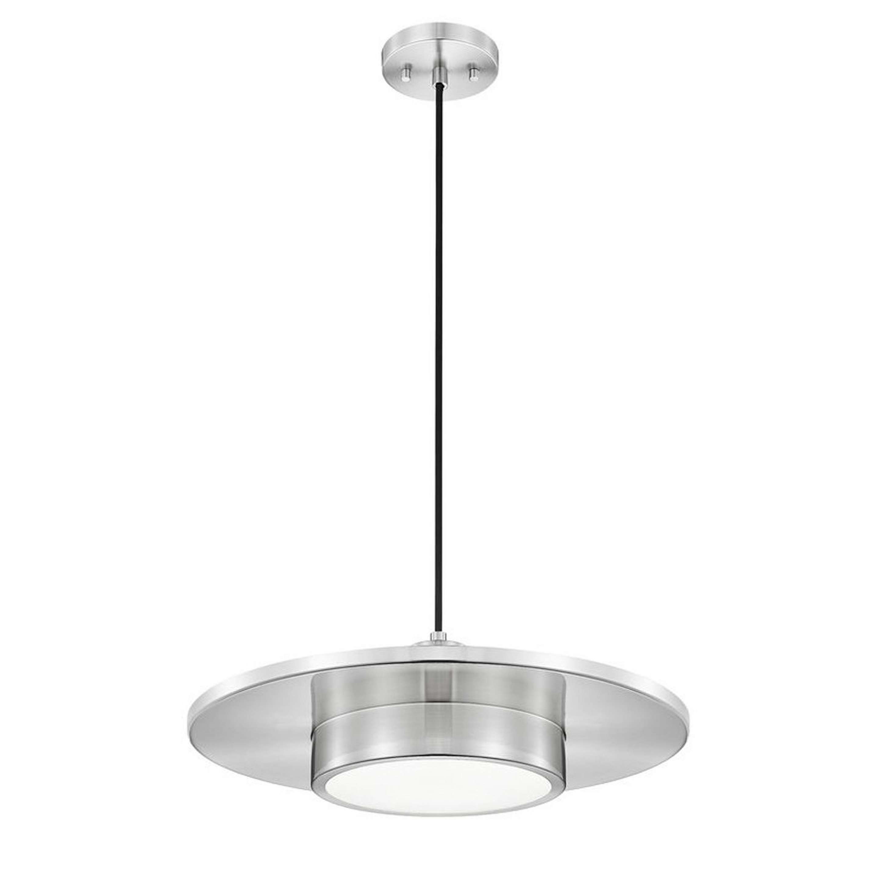 A Nagatani LED Pendant with Brushed Nickel / White Acrylic color