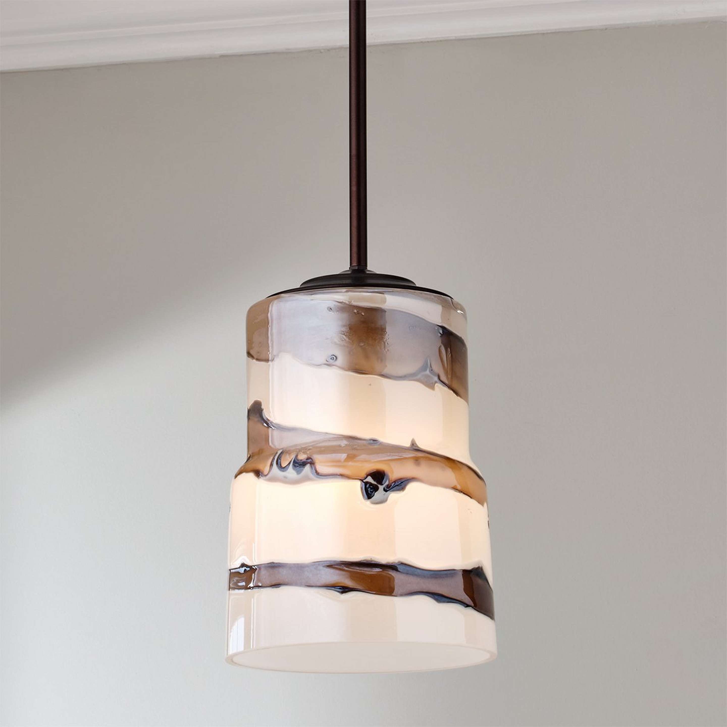 A Rotorua Molten Veil Pendant with Bronze / Brown color