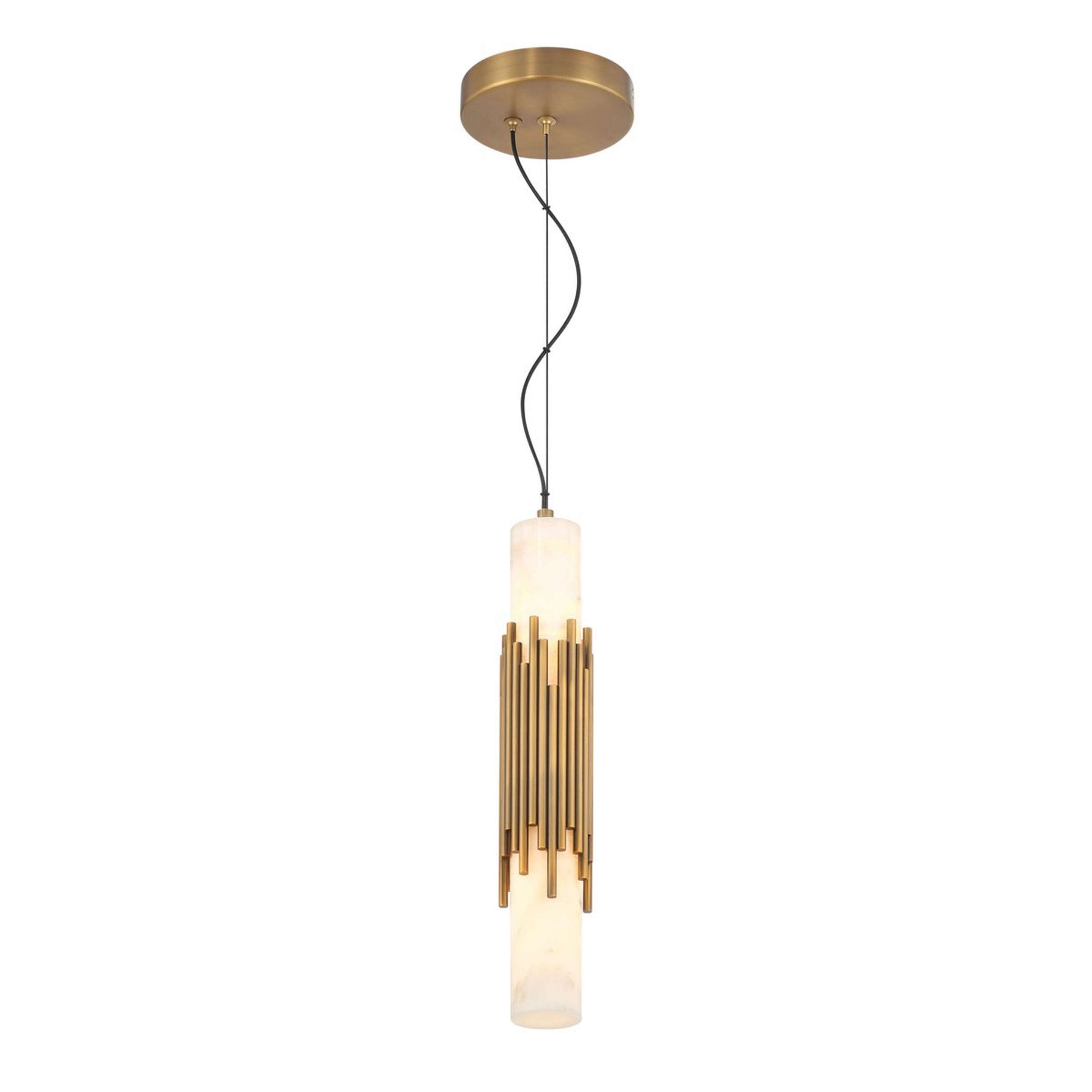 A Keystone LED Pendant with Aged Brass / Alabaster color