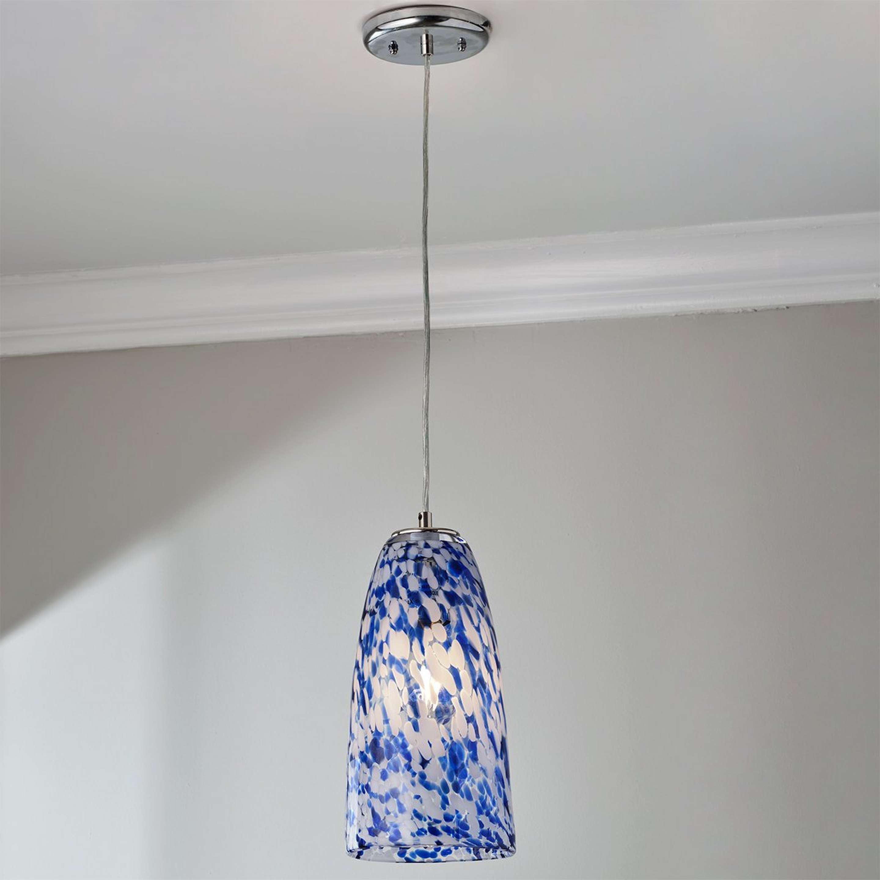 A Cobalt Confetti Pendant with Polished Nickel / Blue color