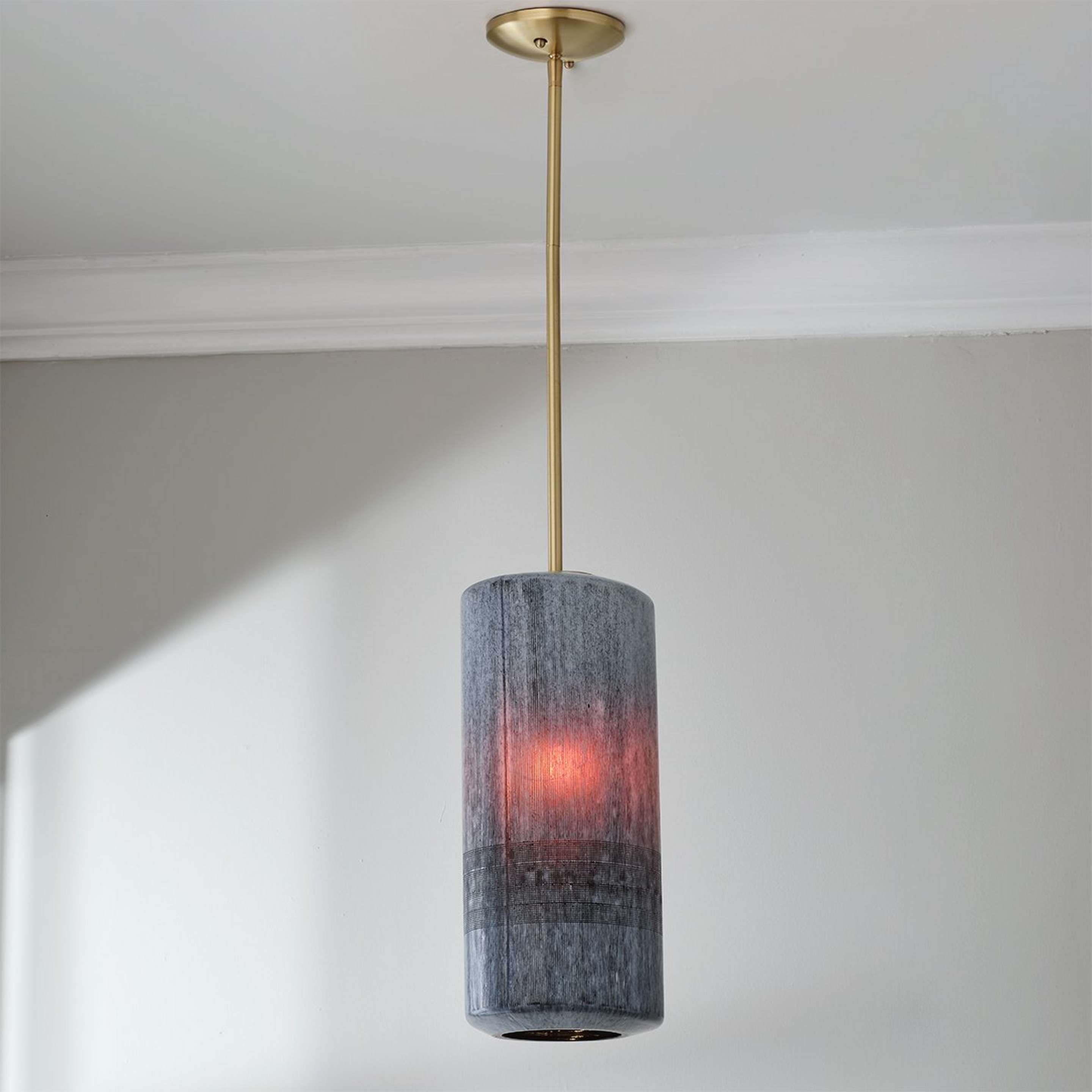 A Selvedge Denim Pendant with Brushed Brass / Blue color