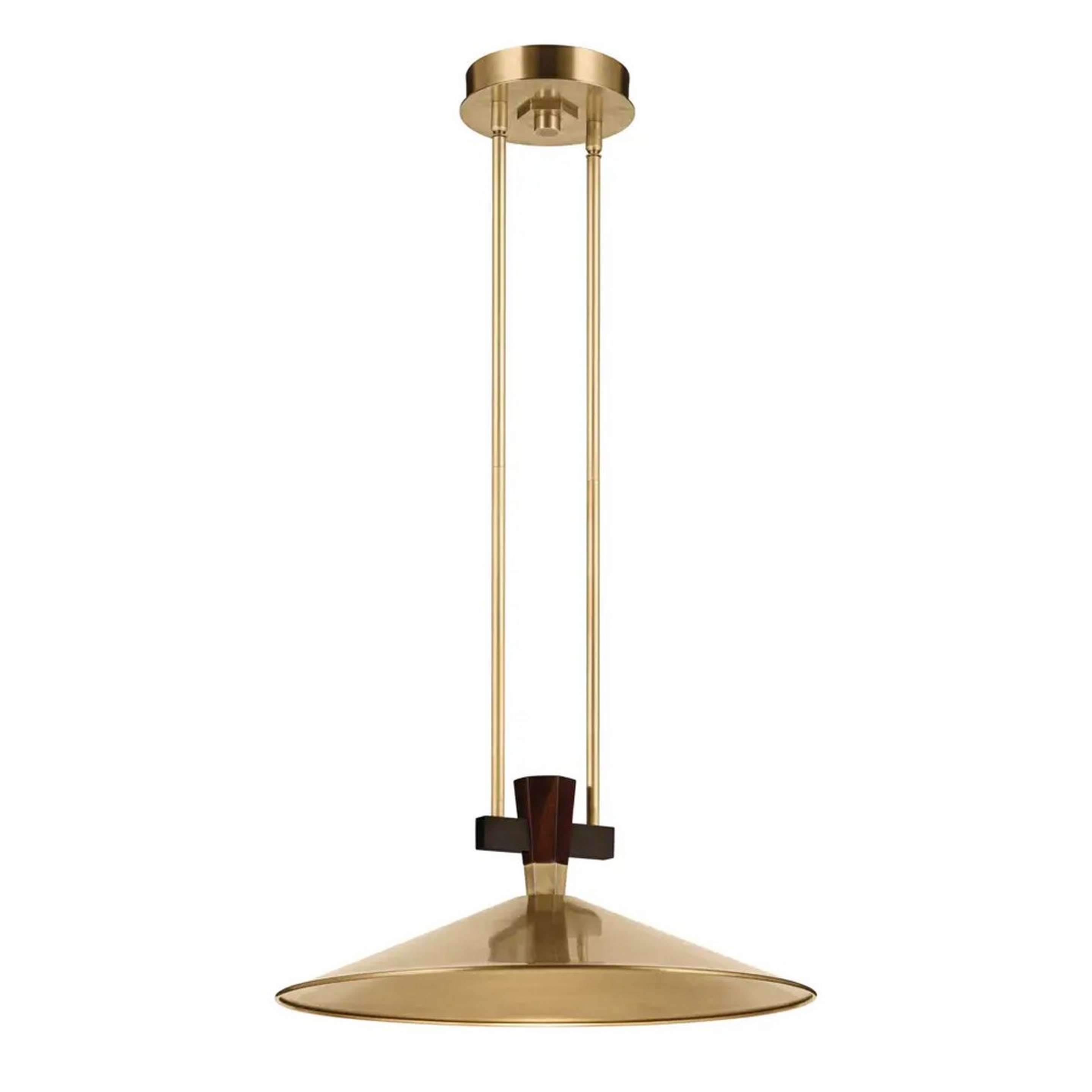 A Nouve Brass Pendant with Solid Brass / Walnut color