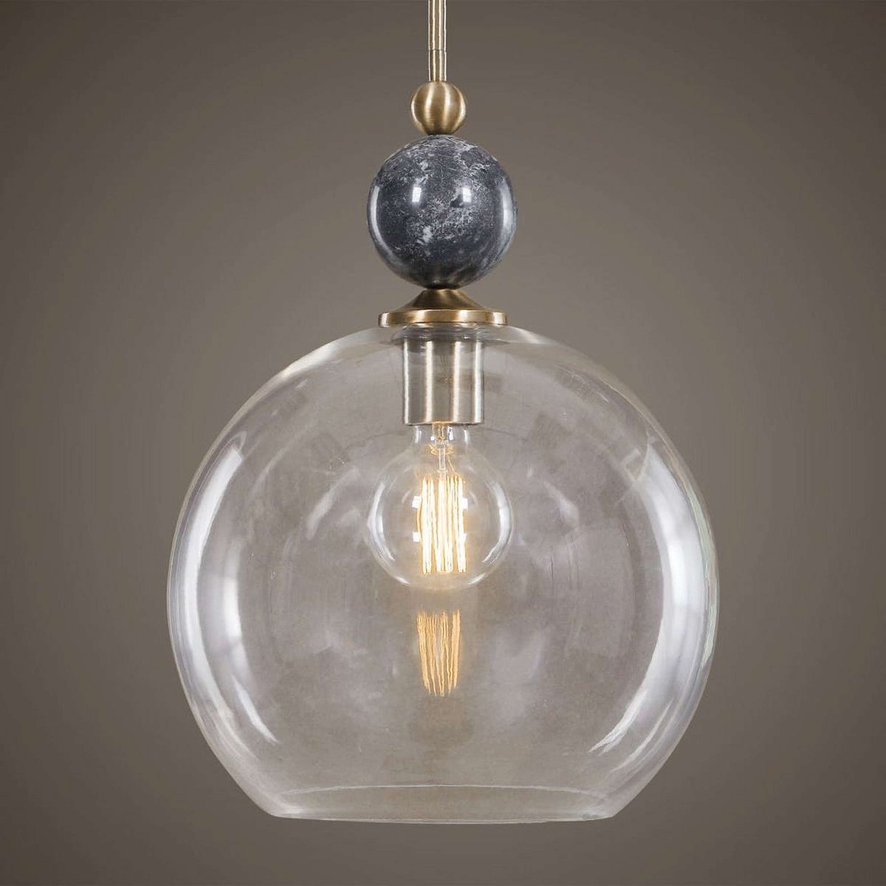A Anisa Pendant with Brass / Clear Glass / Black Marble color